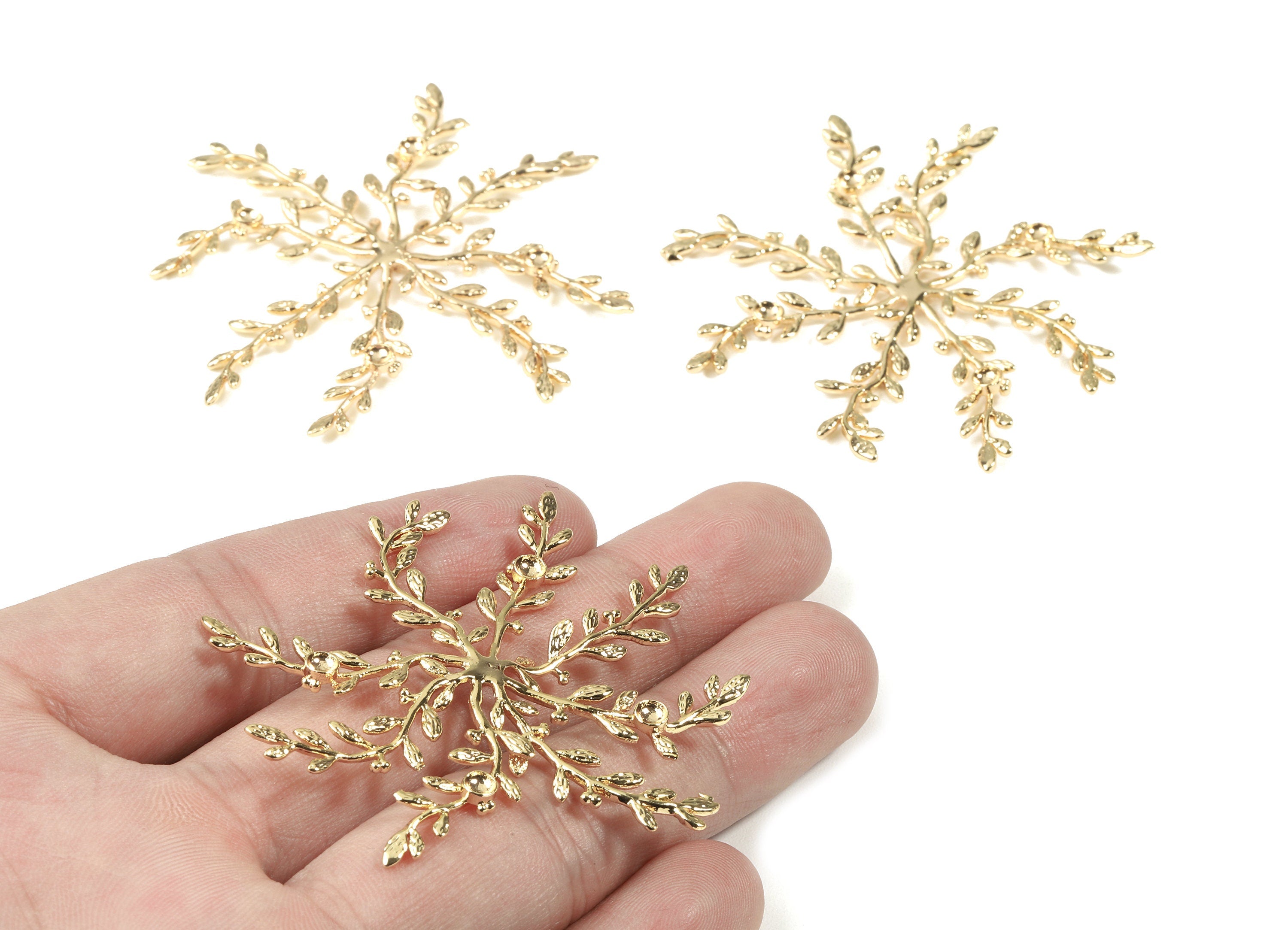 Brass Branch Brooch For Pearl - Gold Brass Branch Brooch - 18K Real Gold Plated Brass - Jewelry Supplies - 56.41x56.41x2.02mm - RGP2470 - DOMEDBAZAAR