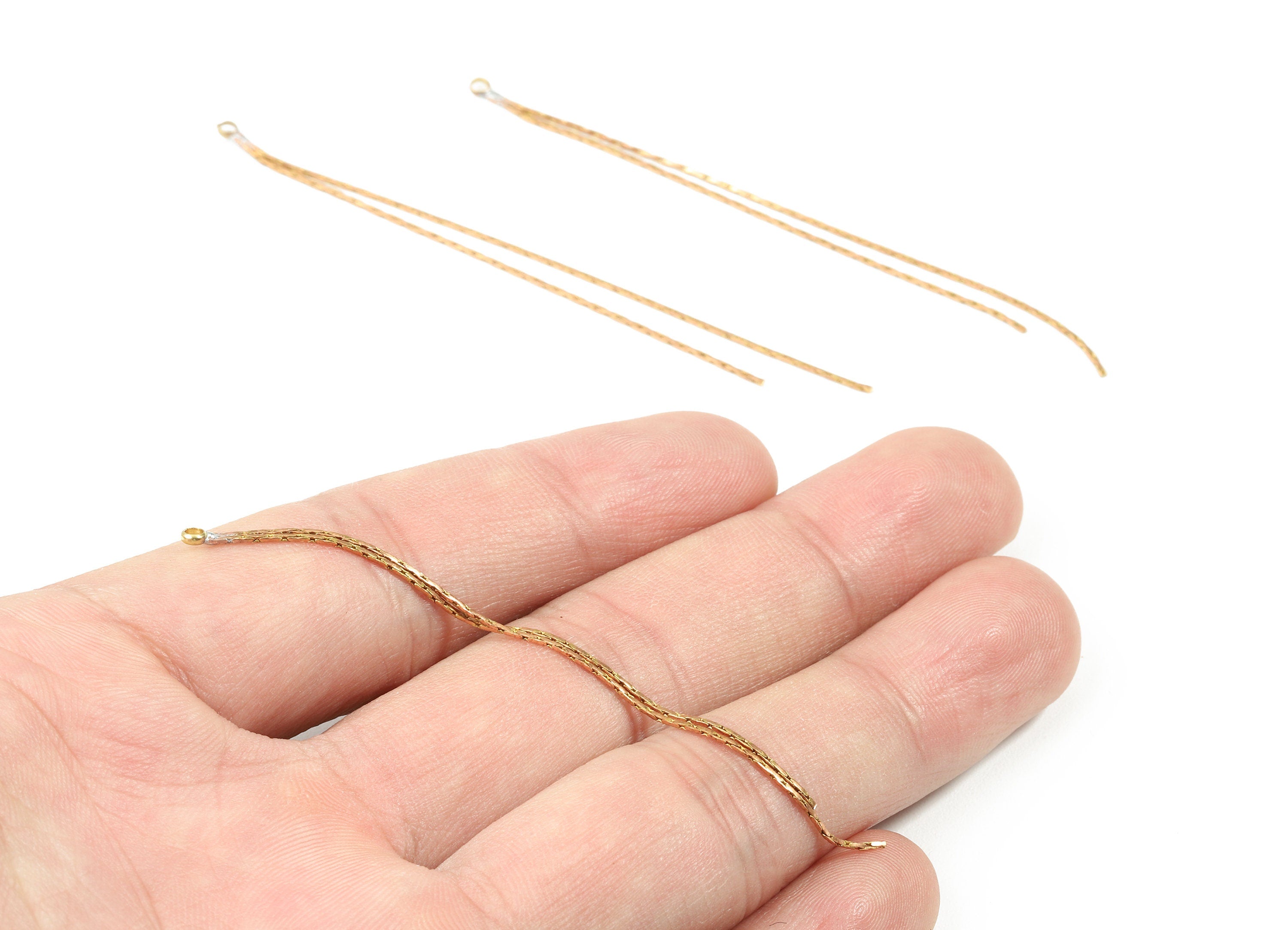 Brass Snake Chains Charm - Raw Brass Tassel Chains Charms - Earring Findings - Jewelry Supplies - 77.47x2.39x1.05mm - PP3055 - DOMEDBAZAAR