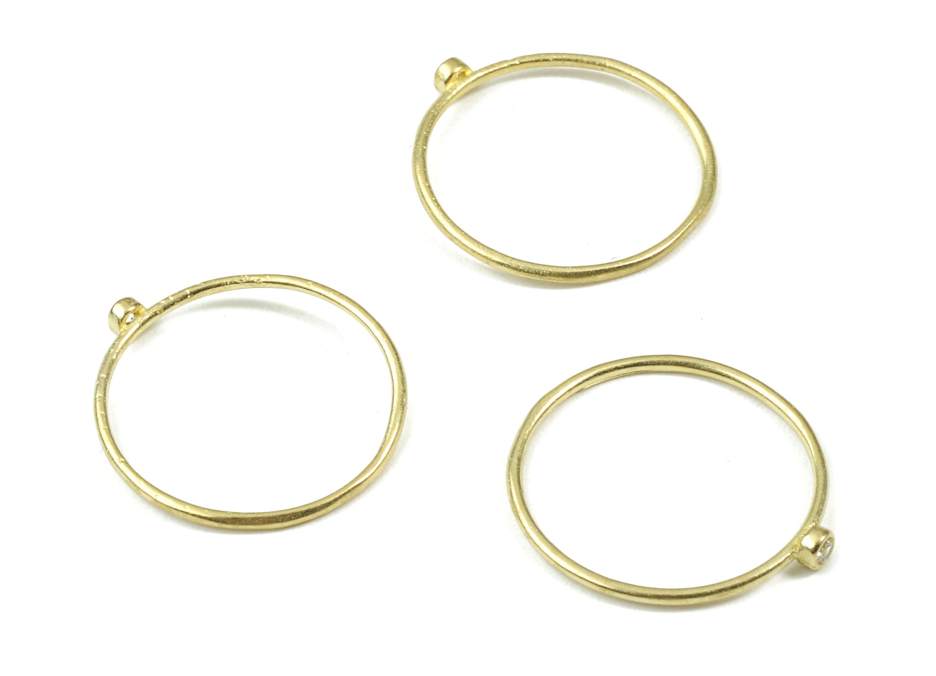 Brass Ring Earring Charms - Raw Brass Ring With Glass & Necklace Ring - Glass Bead - Jewelry Supplies - 23.08x21.66x2.44mm - PP3082 - DOMEDBAZAAR