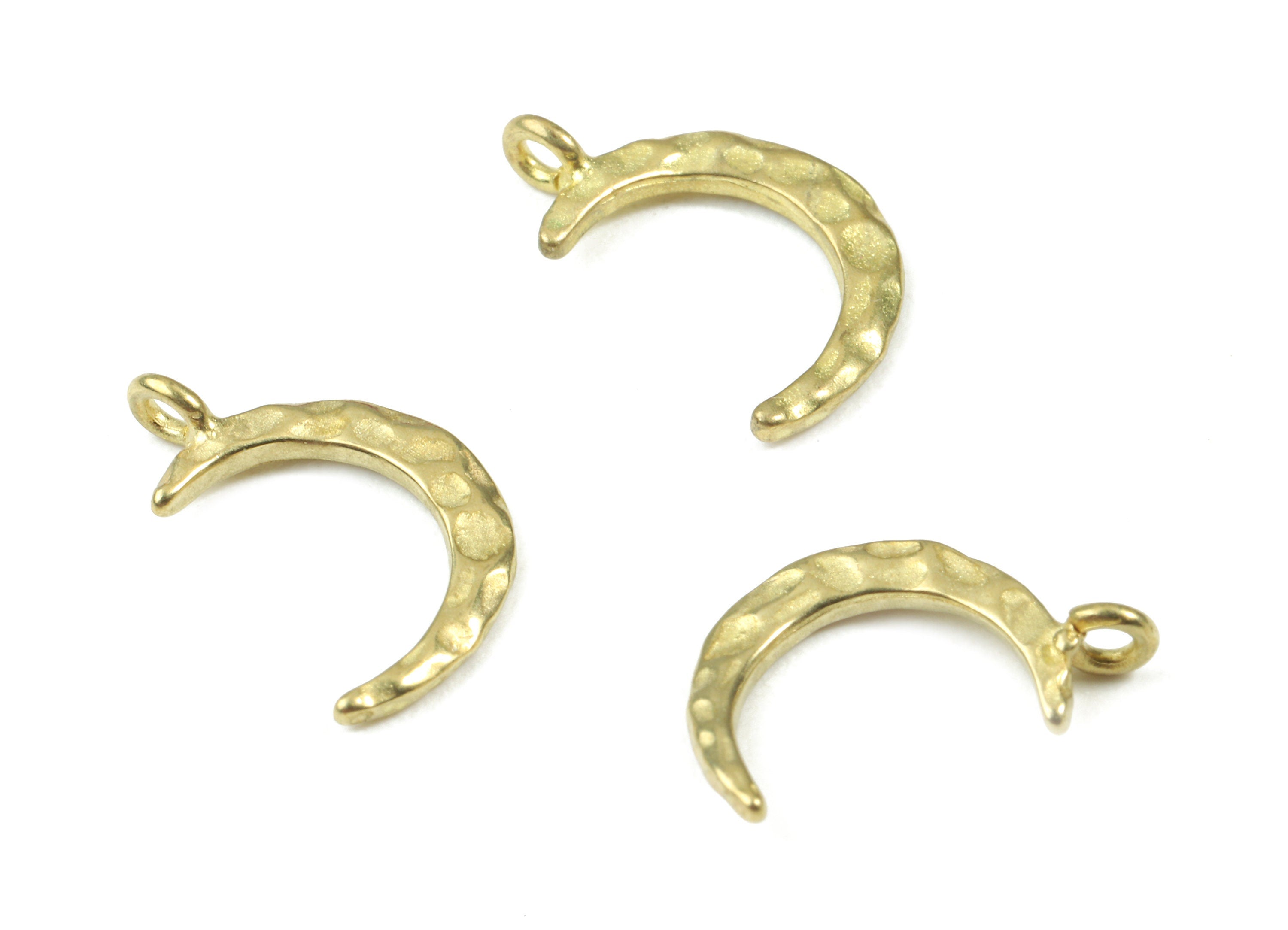 Brass Hammered Crescent Charms - Raw Brass Crescent Pendant - Earring Findings - Jewelry Supplies - 13.28x2.09x1.11mm - PP3061 - DOMEDBAZAAR