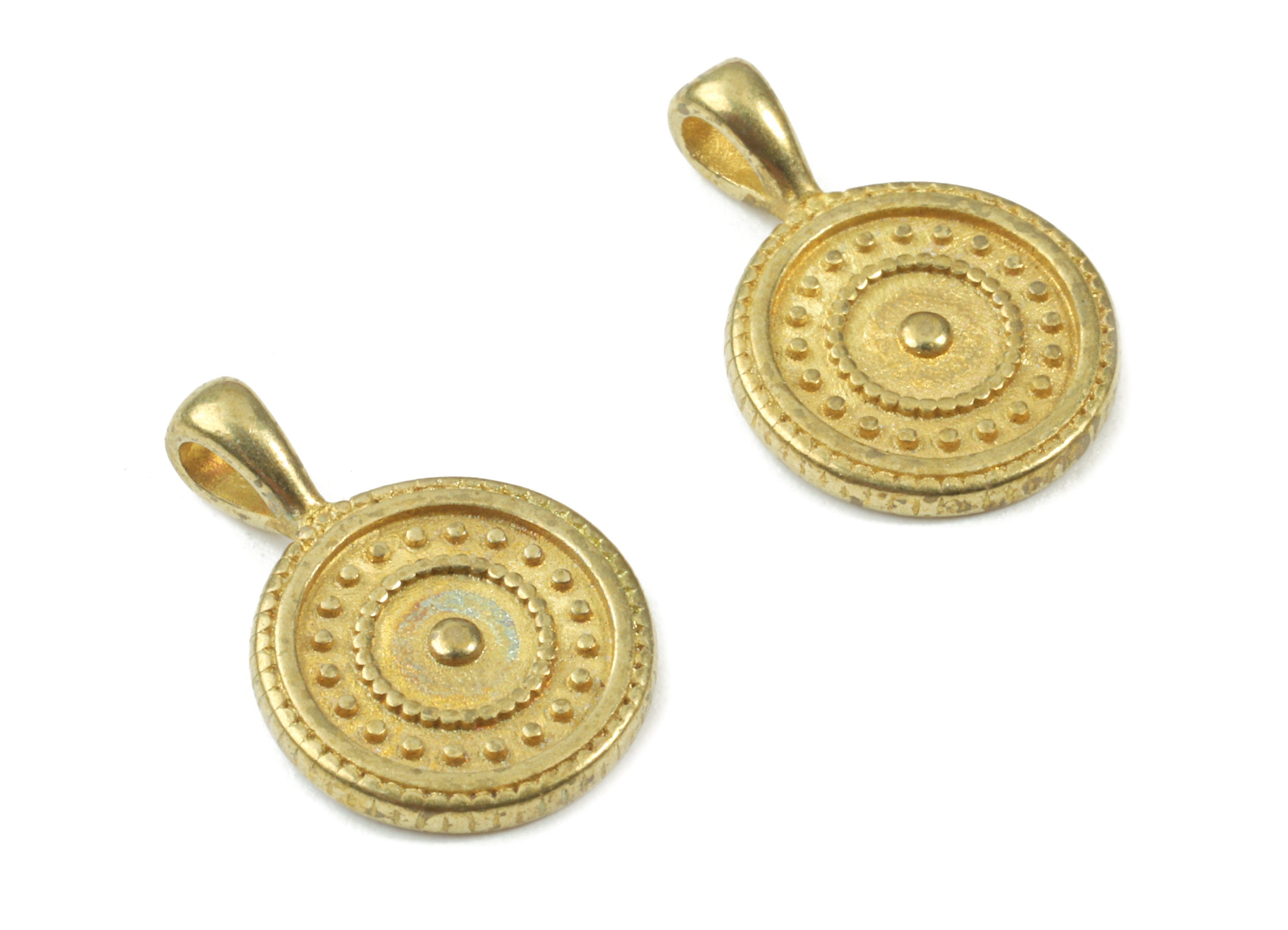 Brass Round Earring Charms - Raw Brass Round Pendant - Earring Findings - Jewelry Supplies - 17.98x12.33x1.63mm - PP3058 - DOMEDBAZAAR