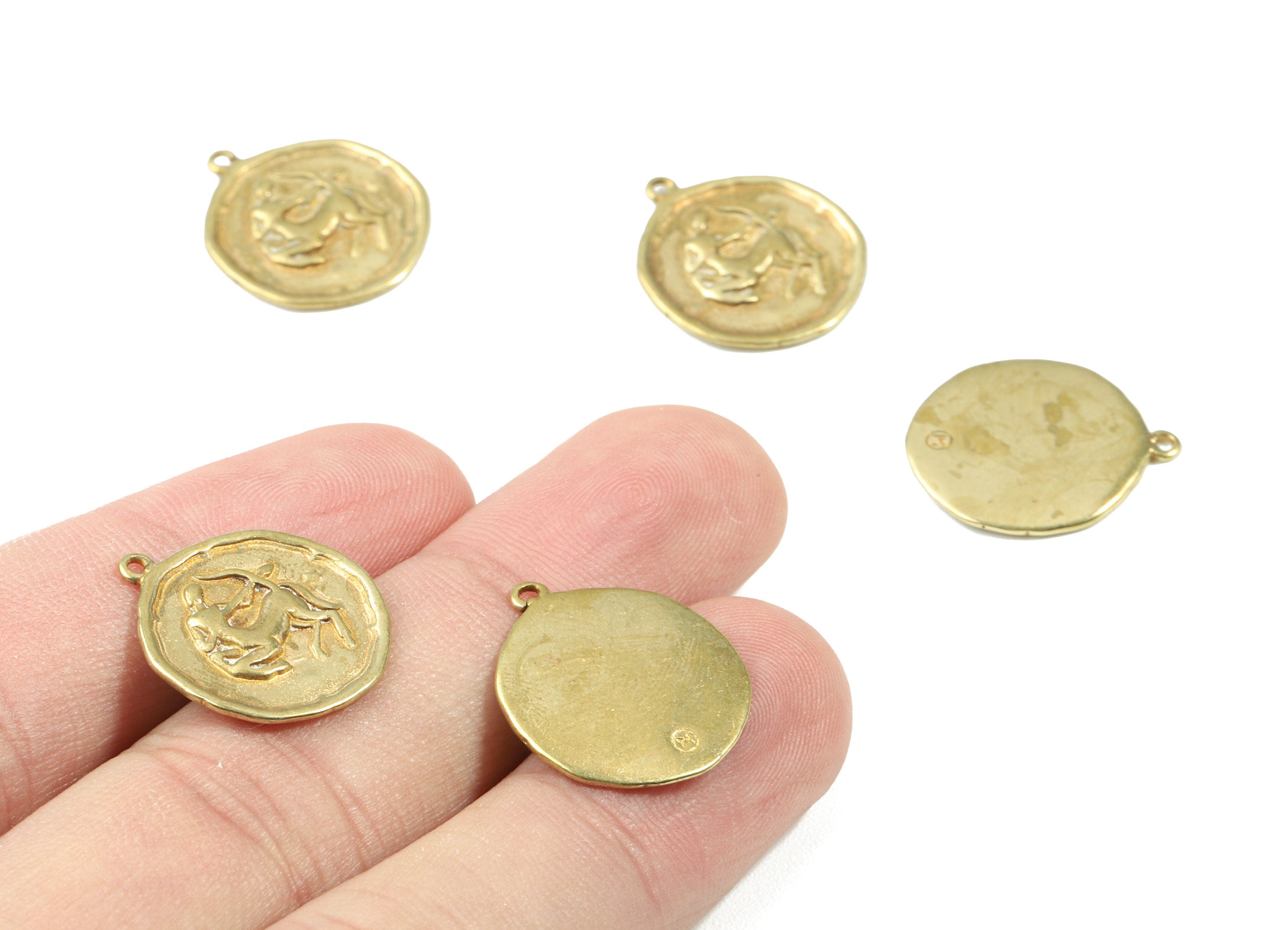 Brass Sagittarius Earring Charms - Raw Brass Horoscopes Pendant - Earring Findings - Jewelry Supplies - 19.52x16.92x1.47mm - PP3069 - DOMEDBAZAAR