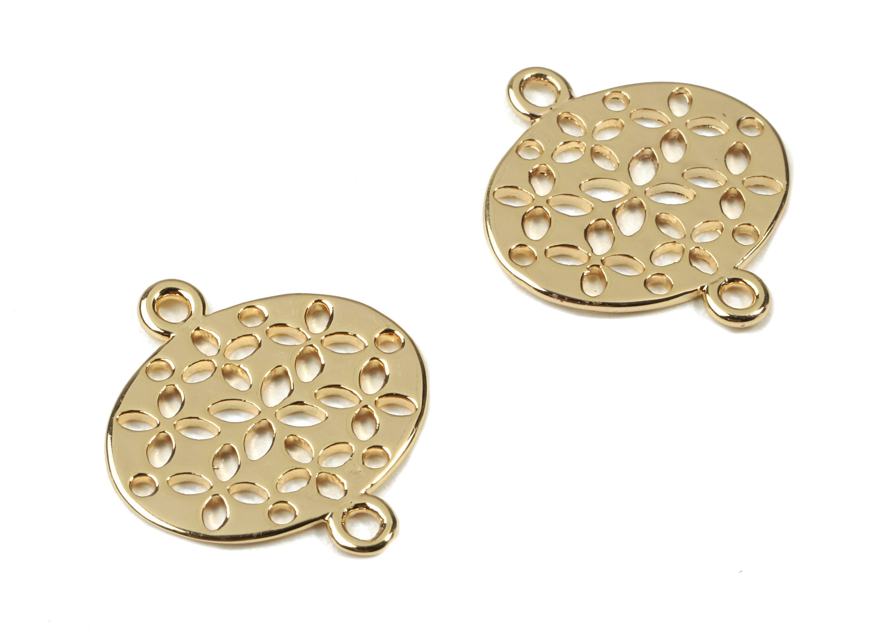 Brass Oval Earring Connector - Gold Oval Connectors - 18K Real Gold Plated Brass - Jewelry Supplies - 19.55x16.97x0.81mm - RGP2563 - DOMEDBAZAAR