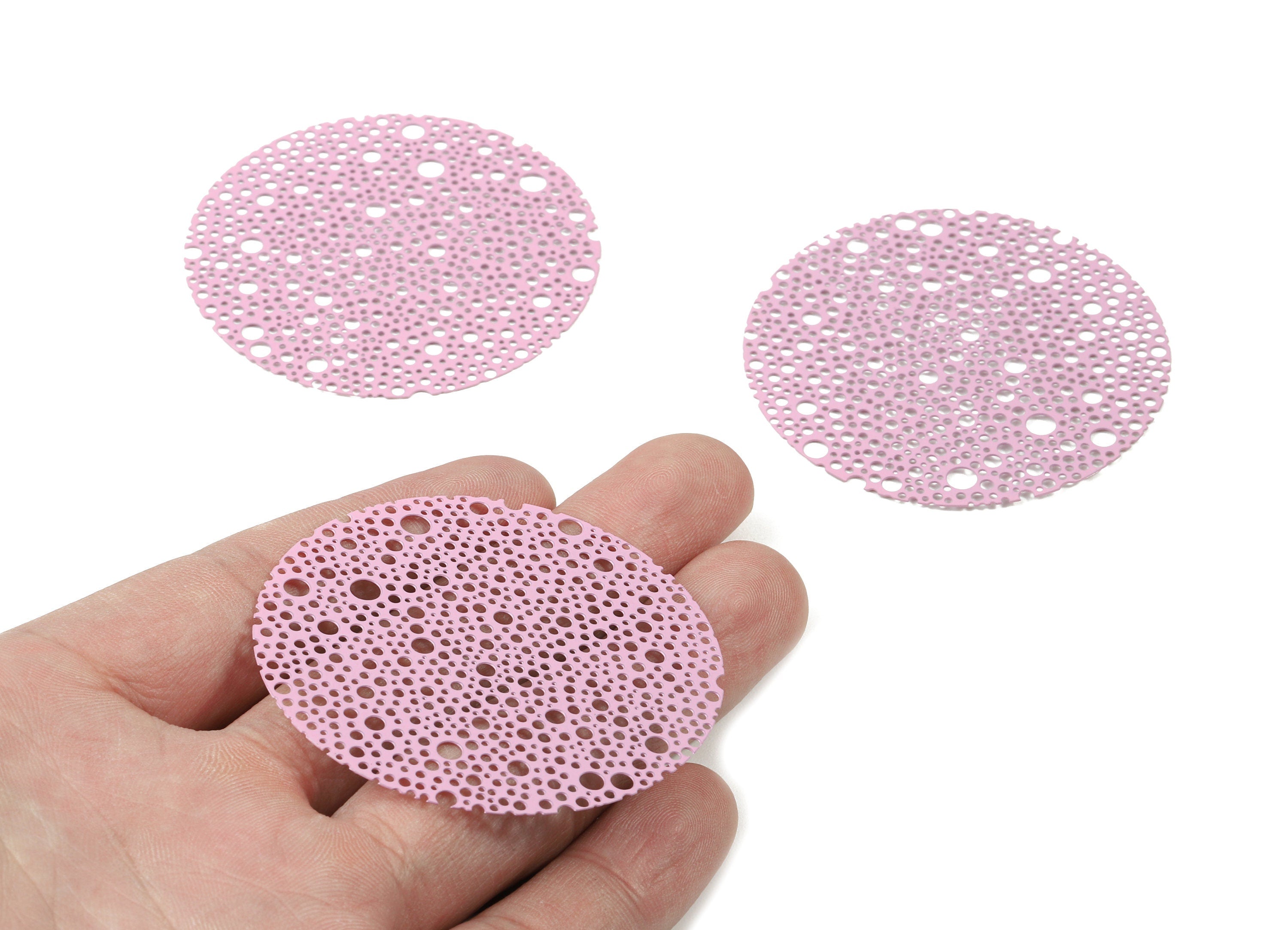 Lavender Round Brass Pendant - Brass Round For Necklace - Earring Charms - Jewelry Supplies - Color Code: J16 - 5x55x0.3mm - JJA2302-J16 - DOMEDBAZAAR