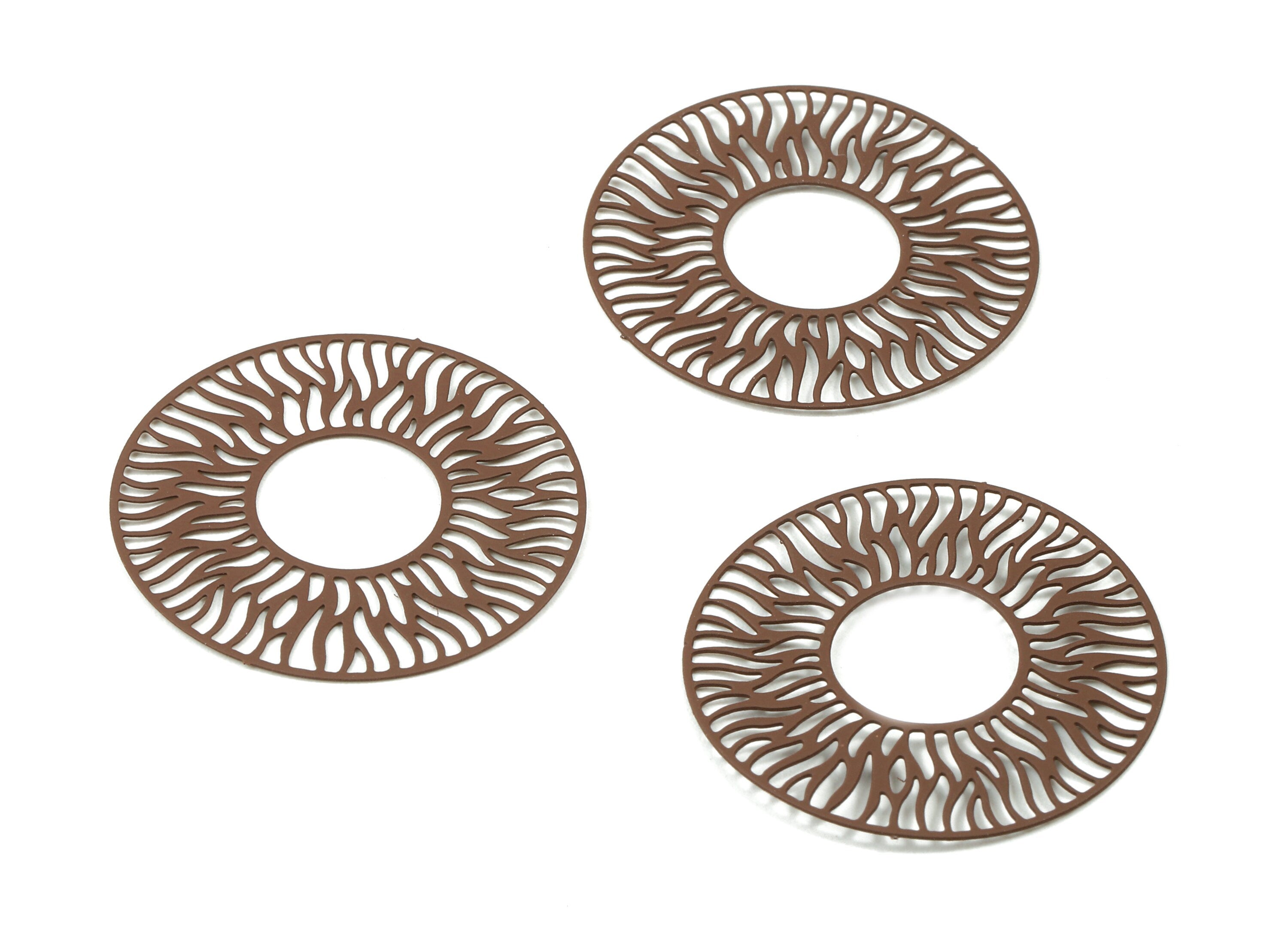 Brown Round Brass Earring Charms - Brass Round Necklace Pendant - Earring Supplies - Color Code: J02 - 29.93x29.93x0.36mm - JJC6016-J02 - DOMEDBAZAAR