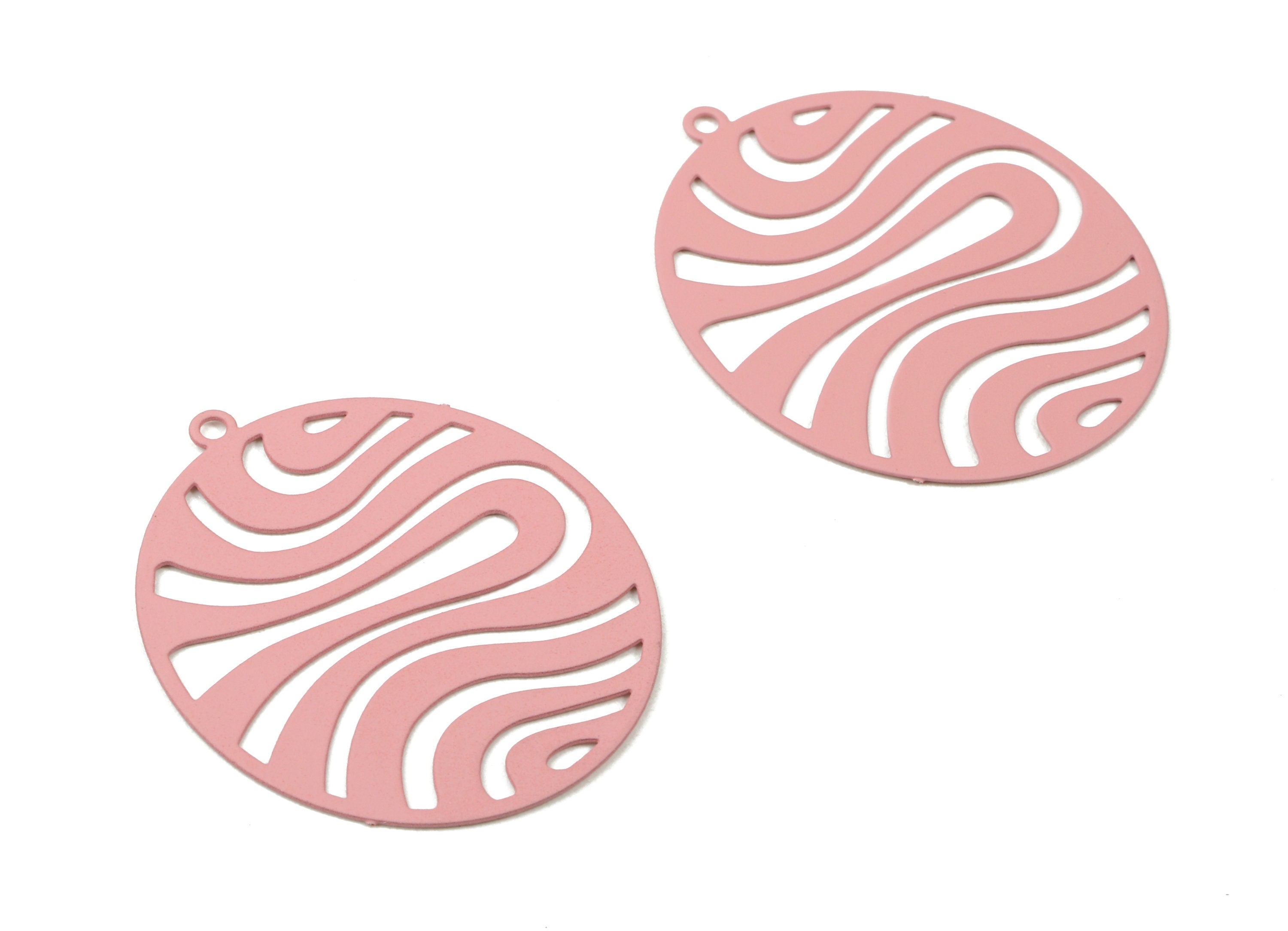 Taffy Pink Oval Brass Pendant - Brass Oval For Necklace - Earring Charms - Color Code: J07 - 30.01x24.69x0.39mm - JJC4877-J07 - DOMEDBAZAAR