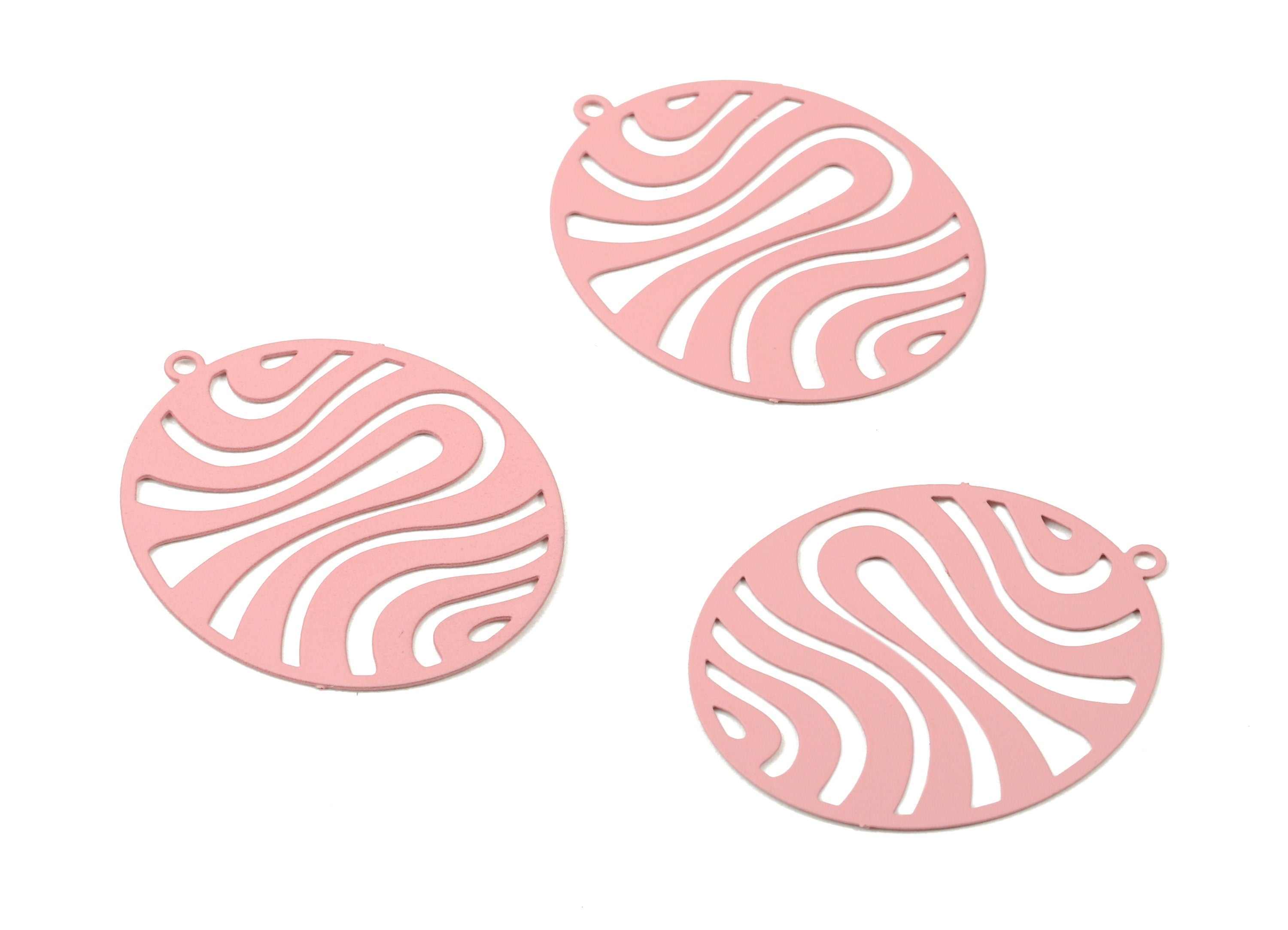 Taffy Pink Oval Brass Pendant - Brass Oval For Necklace - Earring Charms - Color Code: J07 - 30.01x24.69x0.39mm - JJC4877-J07 - DOMEDBAZAAR