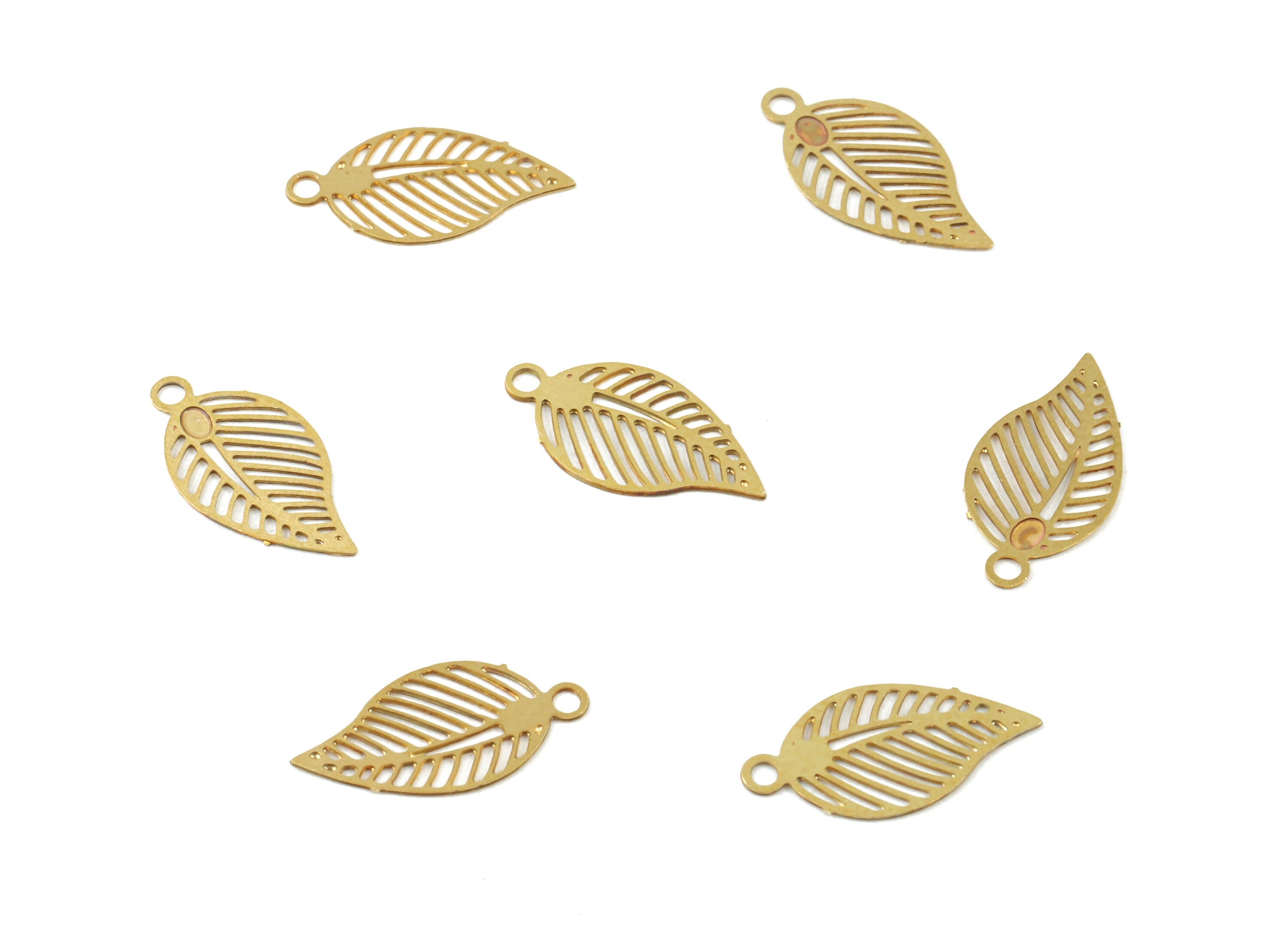 Brass Leaf Earring Charms - Raw Brass Leaf Necklace Pendant - Necklace Findings - Jewelry Supplies - 12.39x6.23x0.28mm - JJC6345 - DOMEDBAZAAR
