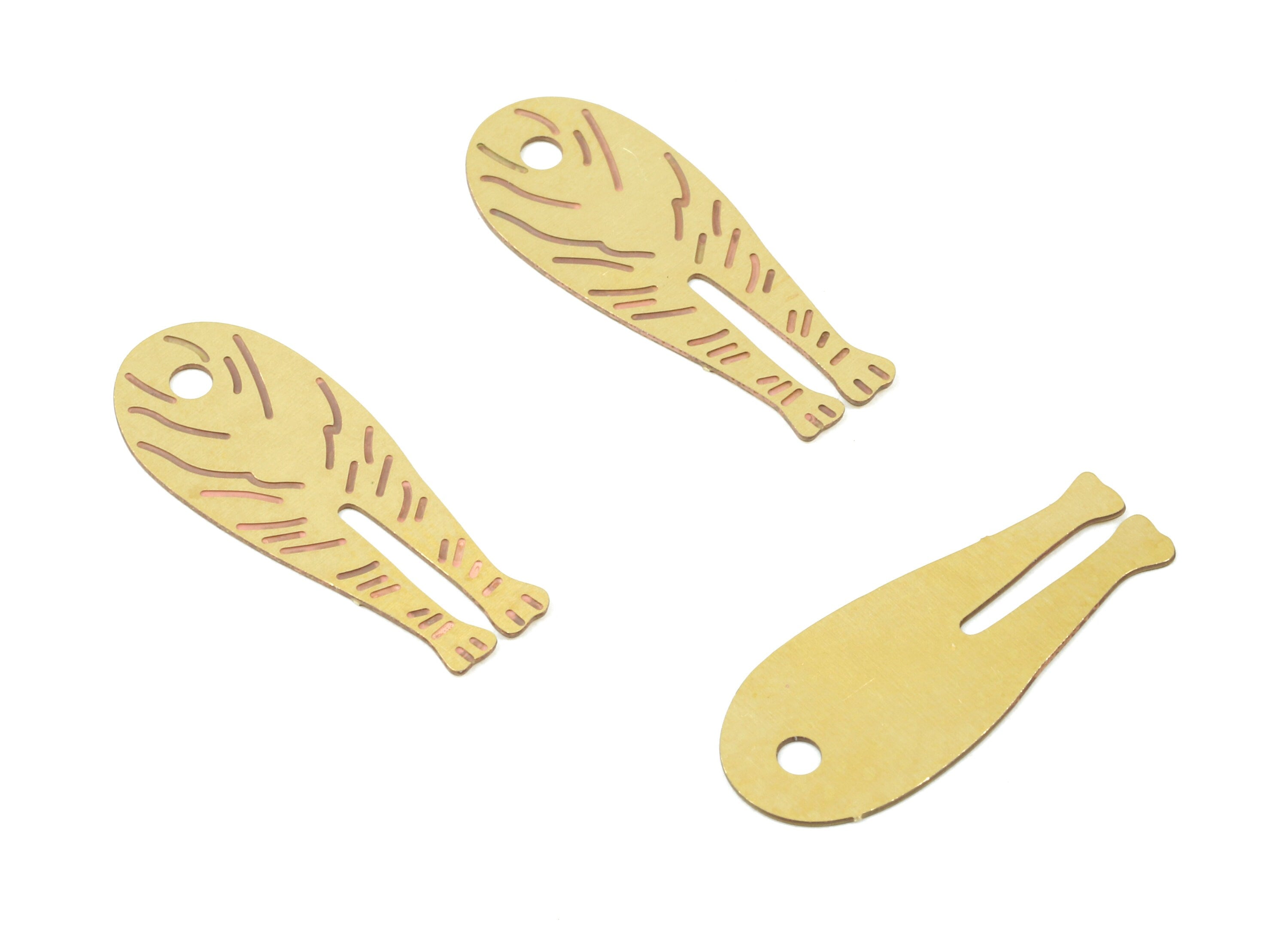 Brass Tiger Leg Earring Charm - Raw Brass Tiger Leg Necklace Charms - Necklace Findings - Jewelry Supplies - 22.34x8.86x0.3mm - JJC623 - DOMEDBAZAAR
