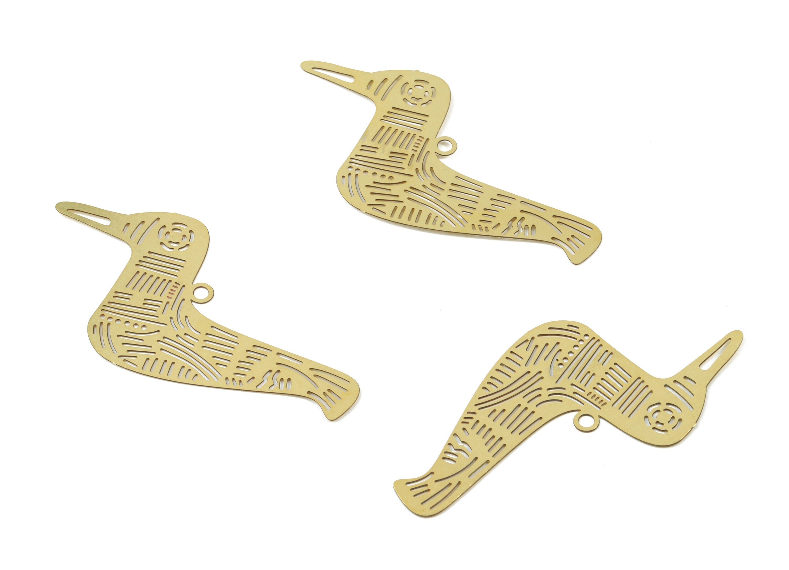 Raw Brass Goose Earring Charms - Goose Necklace Pendant - Necklace Findings - Jewelry Supplies - 48.54x25.83x0.29mm - JJB5061 - DOMEDBAZAAR