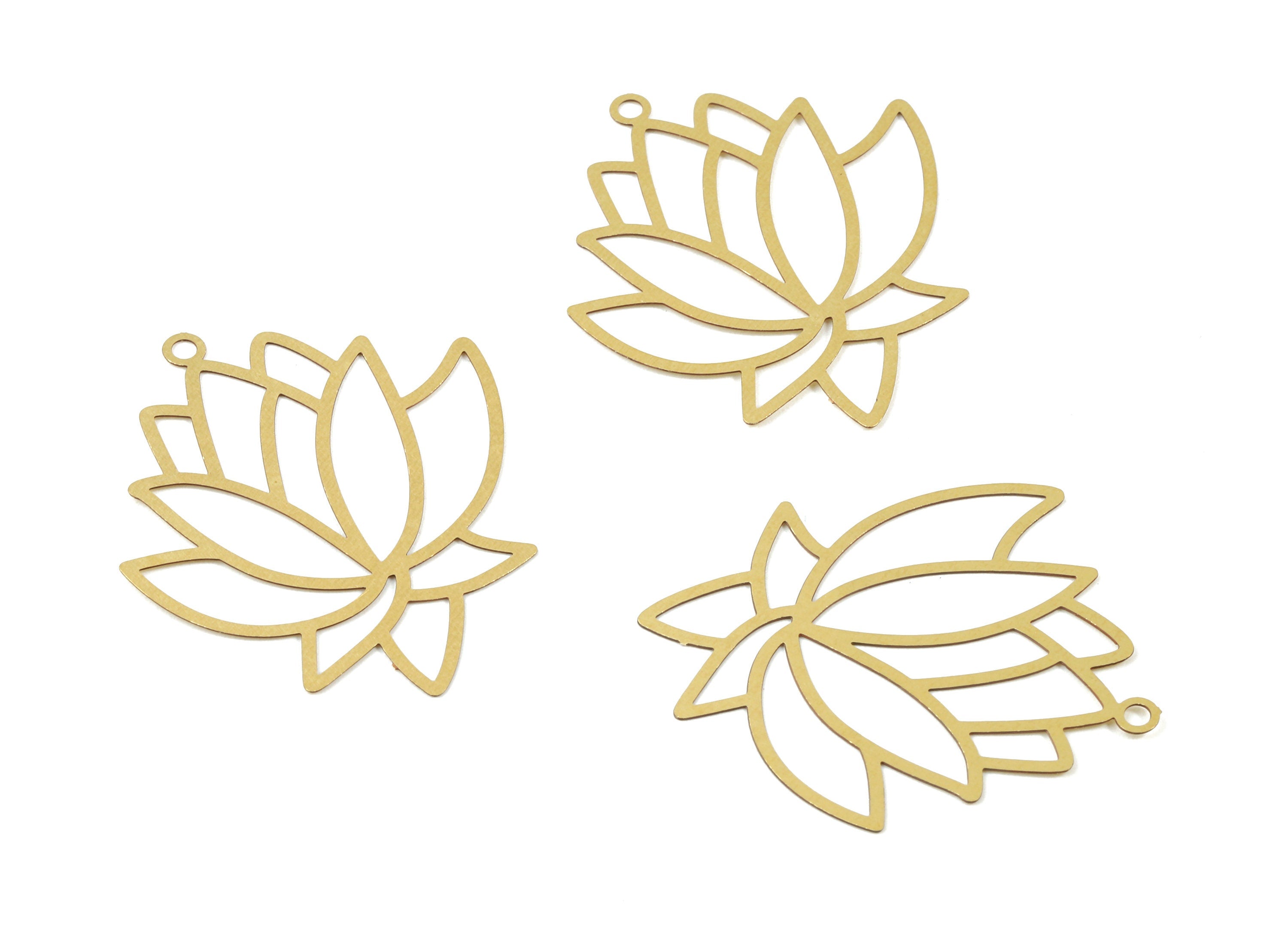 Raw Brass Lotus Earring Charms - Lotus Necklace Pendant - Necklace Findings - Jewelry Supplies - 37.35x39.34x0.29mm - JJB5406 - DOMEDBAZAAR