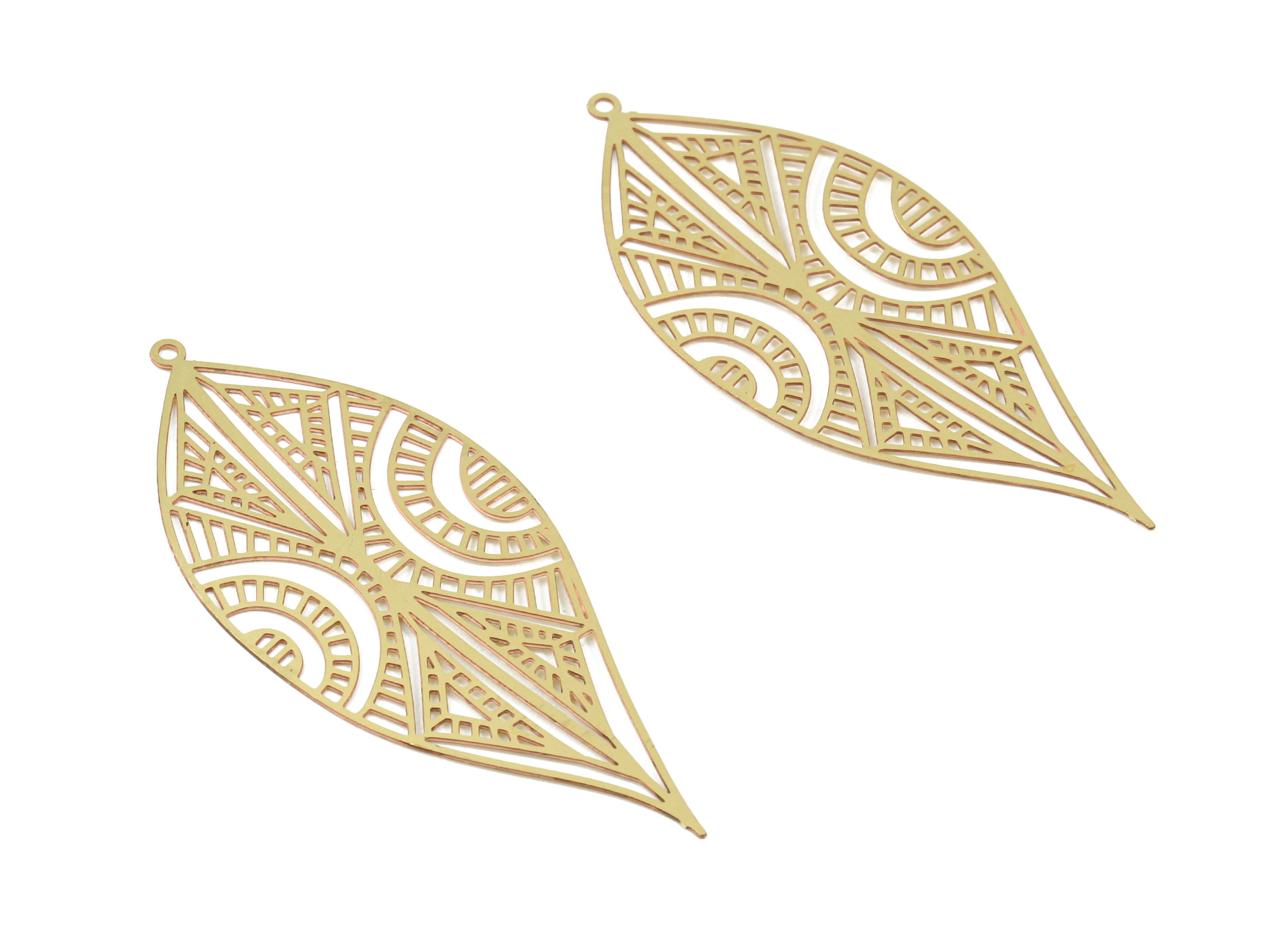 Raw Brass Leaf Earring Charms - Leaf Necklace Pendant - Necklace Findings - Jewelry Supplies - 57.27x24.9x0.29mm - JJB5394 - DOMEDBAZAAR
