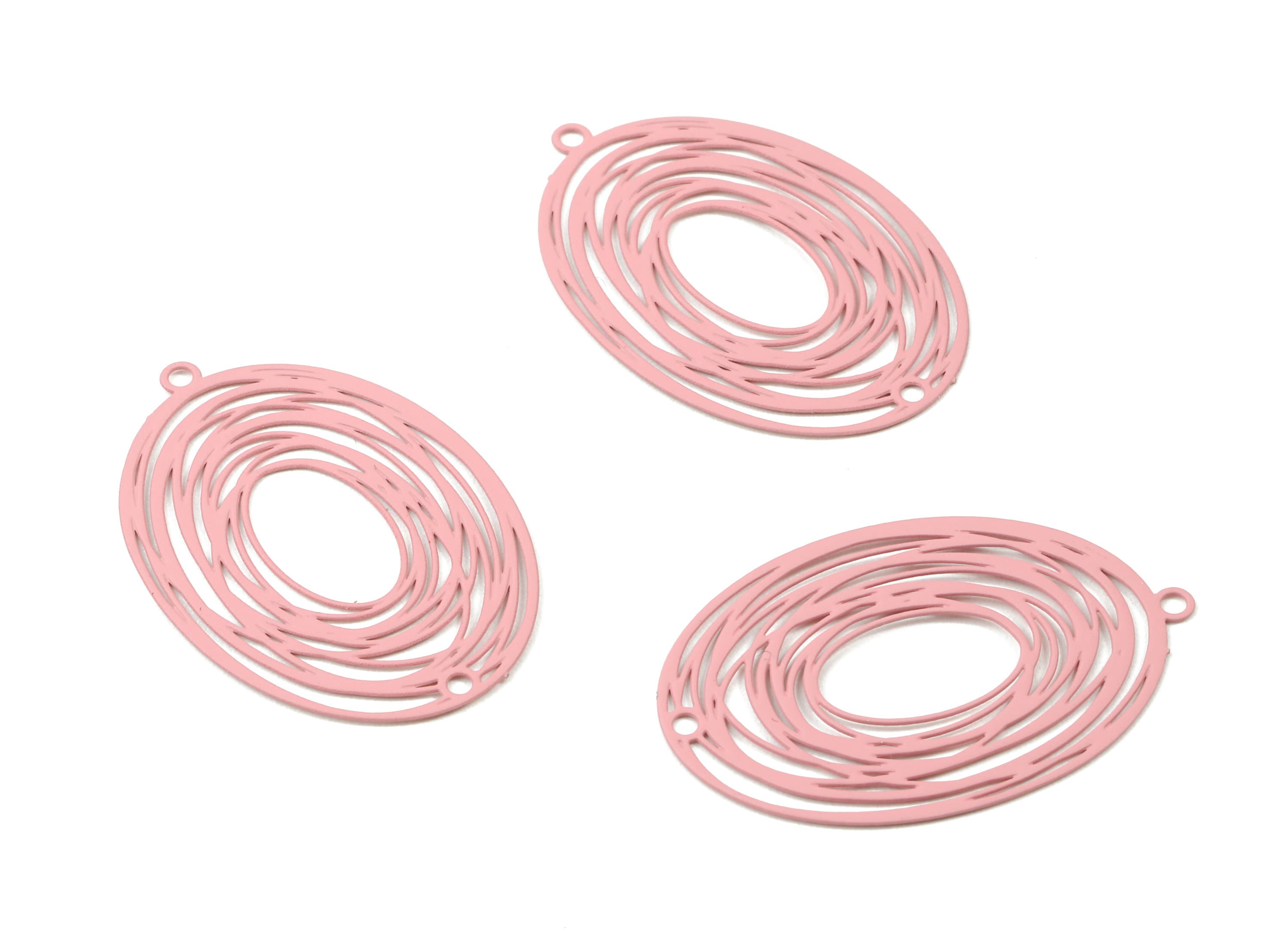 Taffy Pink Oval Brass Pendant - Brass Oval For Necklace - Earring Charms - Color Code: J07 - 31.78x21.5x0.41mm - JJB2908-J07 - DOMEDBAZAAR