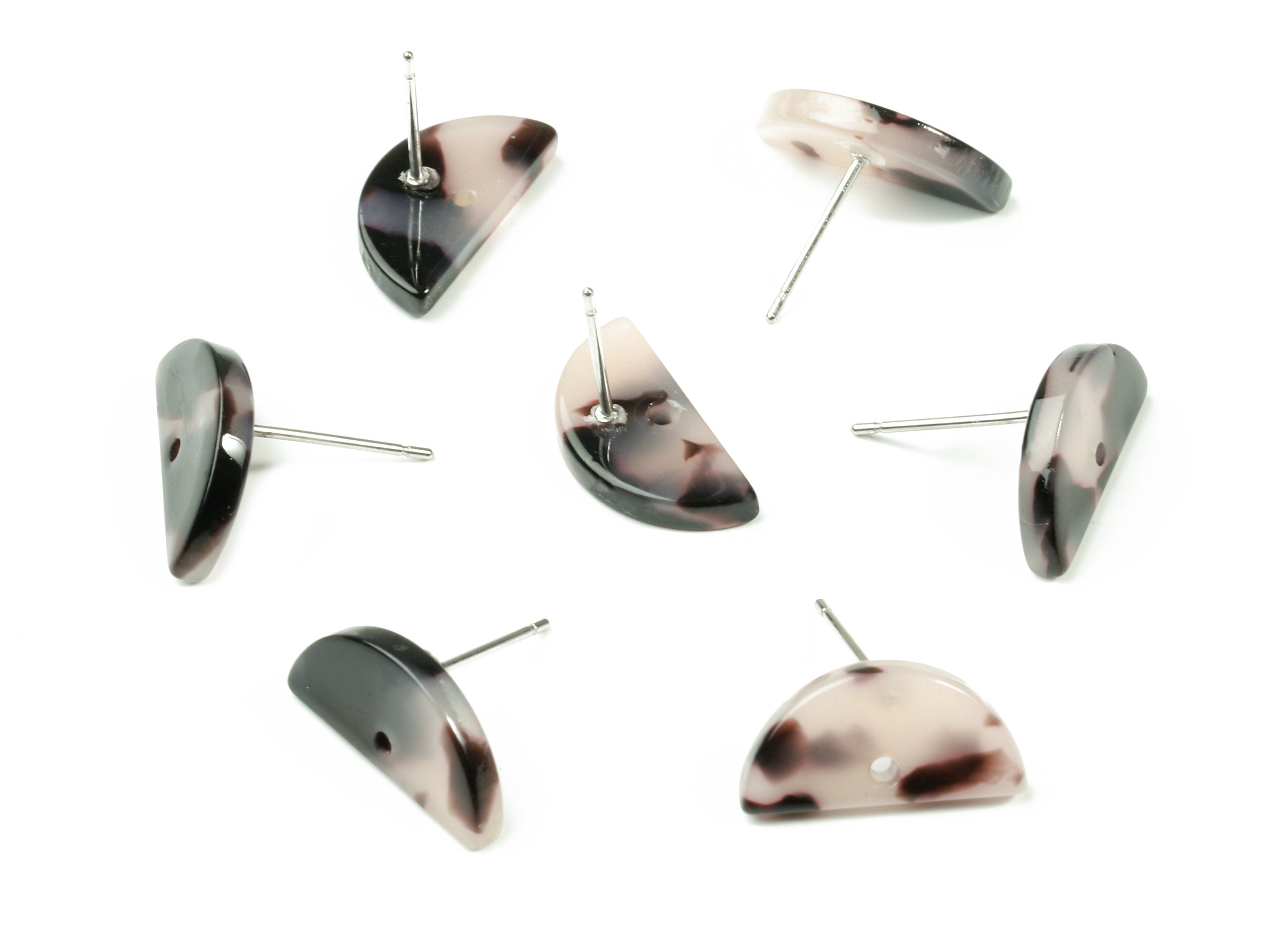 Acetate Semicircle Earring Stud - Half Moon Earring Post and Stud - Blonde Tortoise Shell Post - Color Code: A06 - 15.75x8x2.4mm-AC1796-A06 - DOMEDBAZAAR