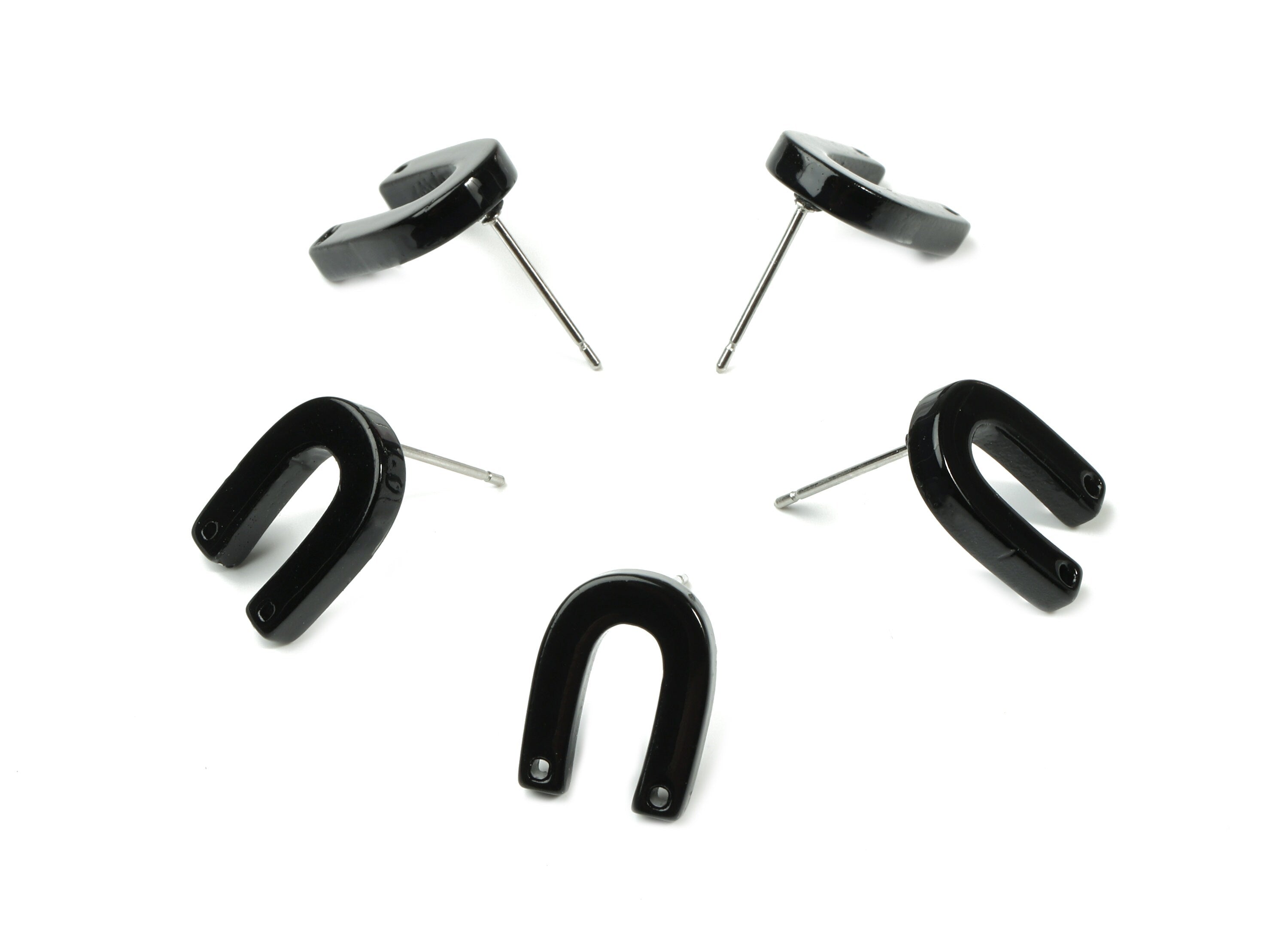 Acrylic Mini U Earring Stud With 2 Hole - Horse Hoe Connector Earring Post - Color Code: A66 - 13.64x10.46x2.69mm - AC1227-A66 - DOMEDBAZAAR