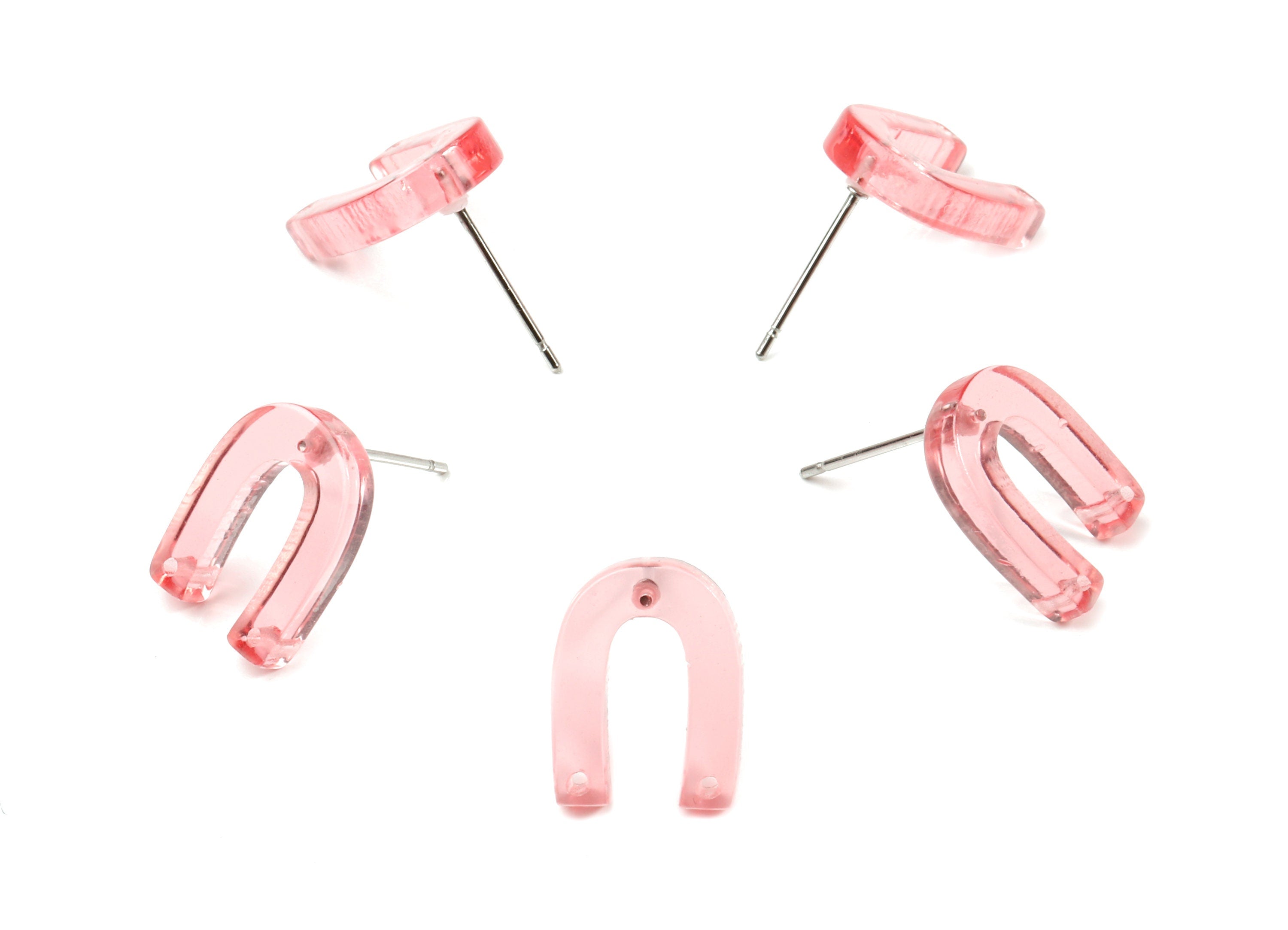 Acrylic Mini U Earring Stud With 2 Hole - Horsehoe Connector Earring Post - Color Code: A69 - 13.64x10.46x2.9mm - AC1227-A69 - DOMEDBAZAAR
