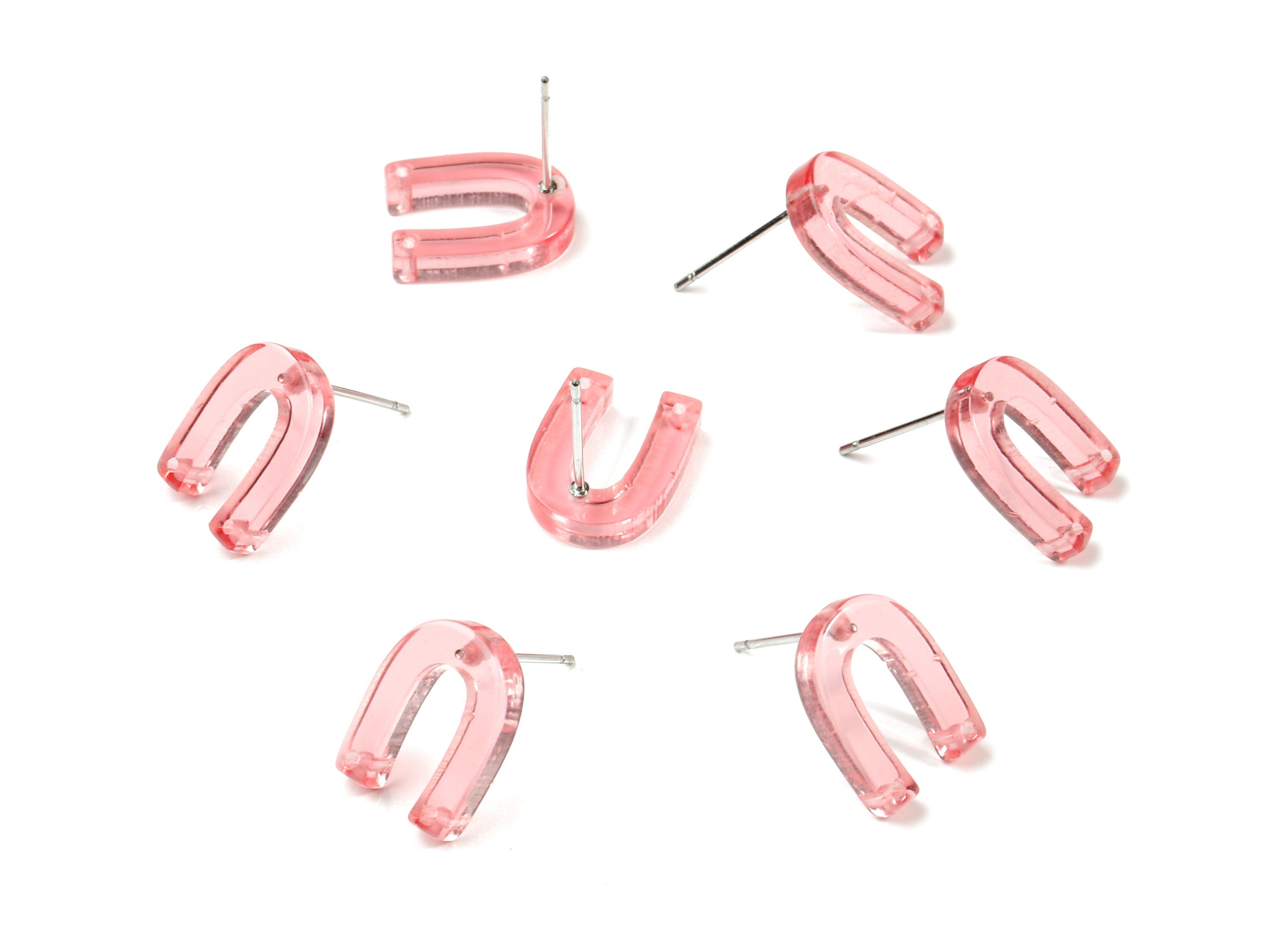 Acrylic Mini U Earring Stud With 2 Hole - Horsehoe Connector Earring Post - Color Code: A69 - 13.64x10.46x2.9mm - AC1227-A69 - DOMEDBAZAAR