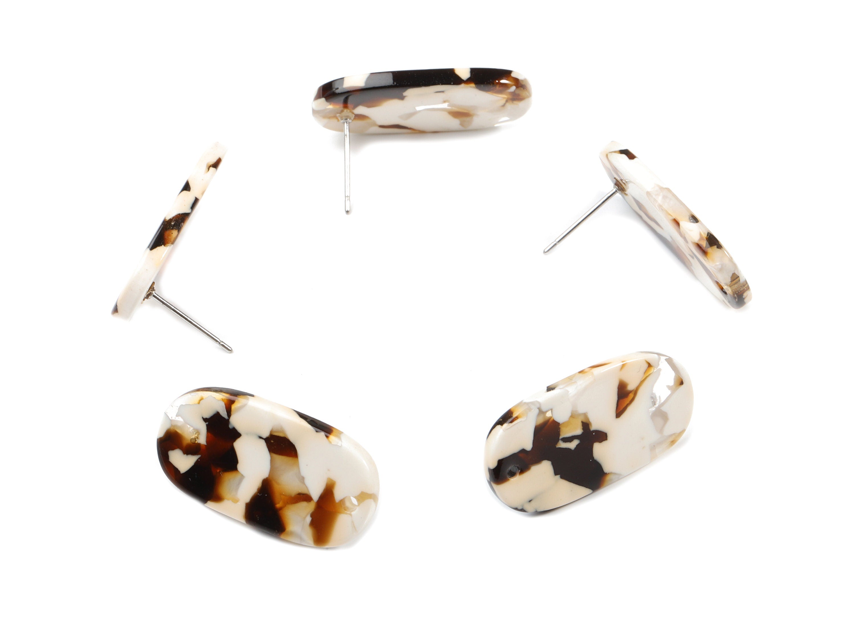 Acetate Oval Earring Stud With Hole - Oval Connector Earring Post - Earring Post - Color Code: A257 - 26.42x14.07x2.3mm - AC1811-A257 - DOMEDBAZAAR