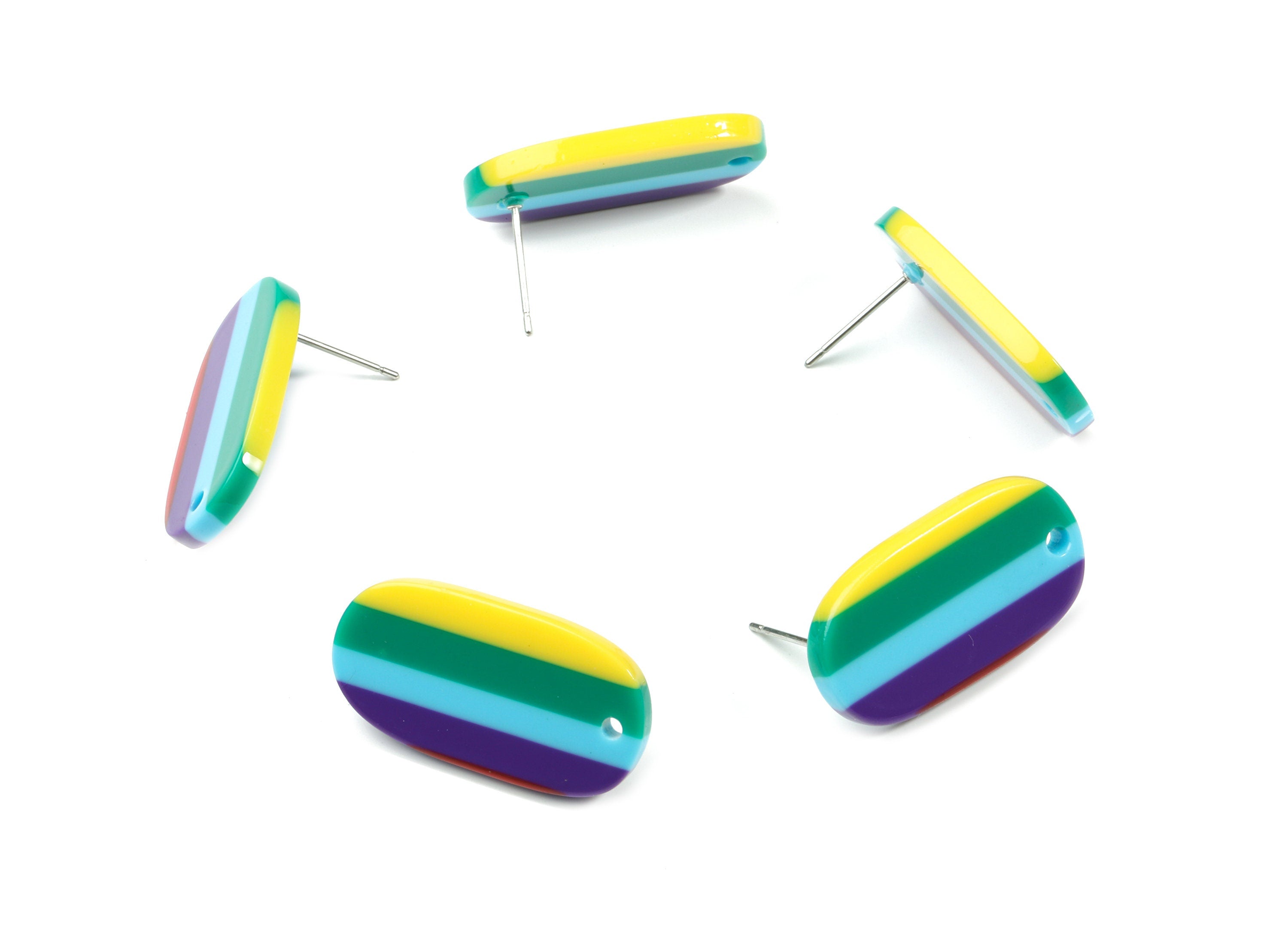 Acetate Oval Earring Stud With Hole - Oval Connector Earring Post - Earring Post - Color Code: A115 - 26.63x13.9x2.7mm - AC1811-A115 - DOMEDBAZAAR