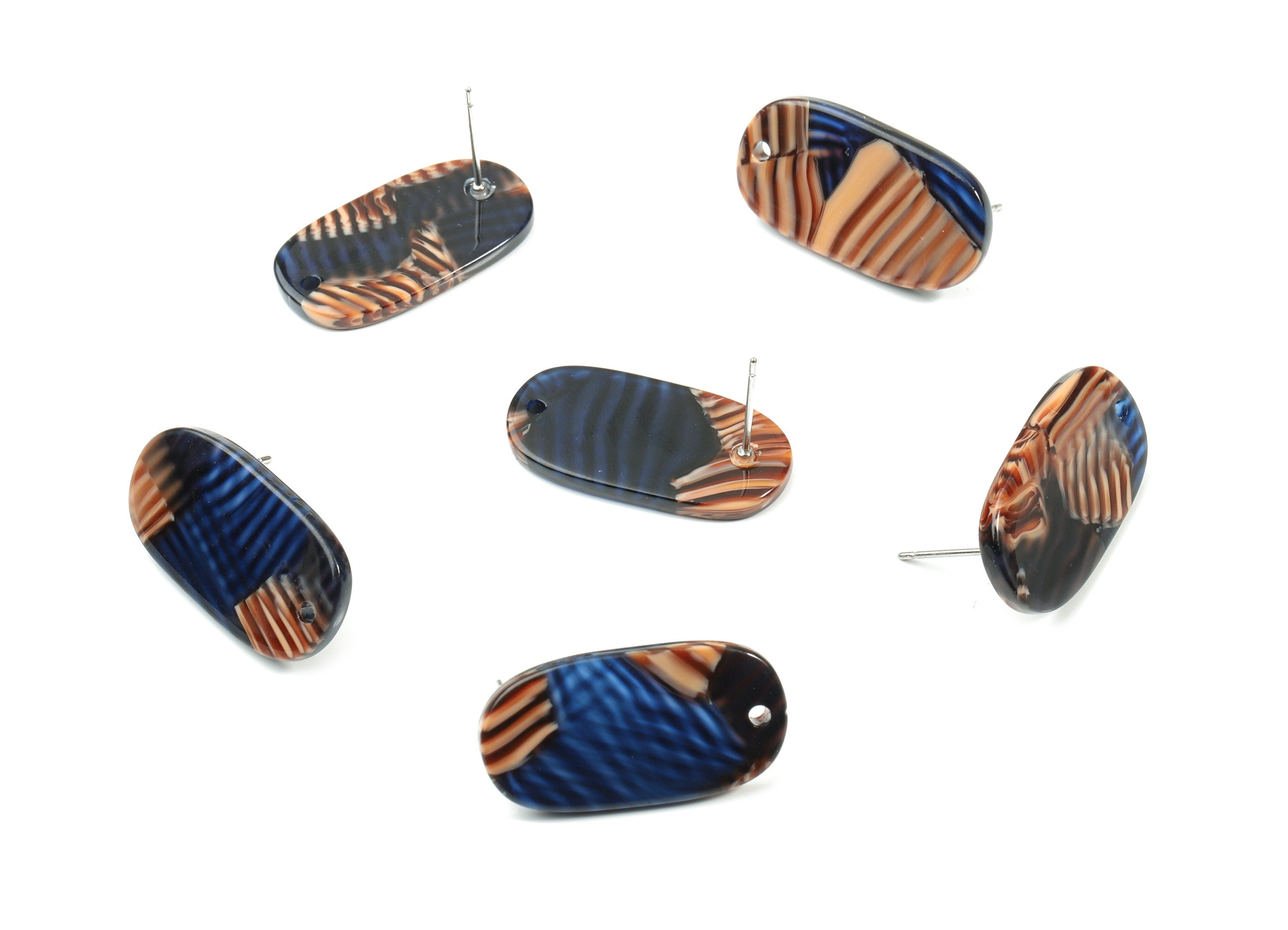 Acetate Oval Earring Stud With Hole - Oval Connector Earring Post - Earring Post - Color Code: A104 - 26.63x13.8x2.7mm - AC1811-A104 - DOMEDBAZAAR