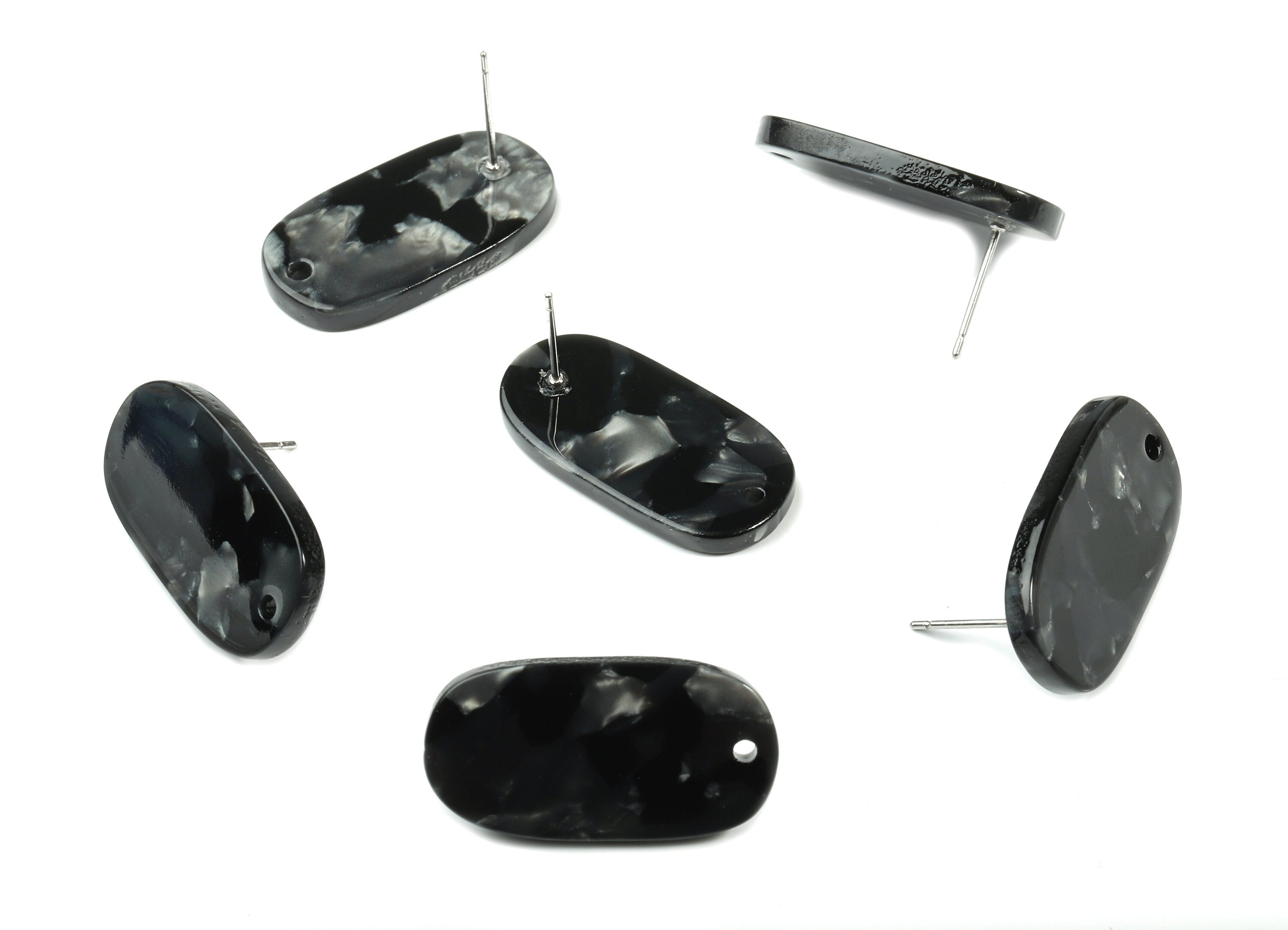 Acetate Oval Earring Stud With Hole - Oval Connector Earring Post - Earring Post - Color Code: A48 - 26.63x13.9x2.7mm - AC1811-A48 - DOMEDBAZAAR
