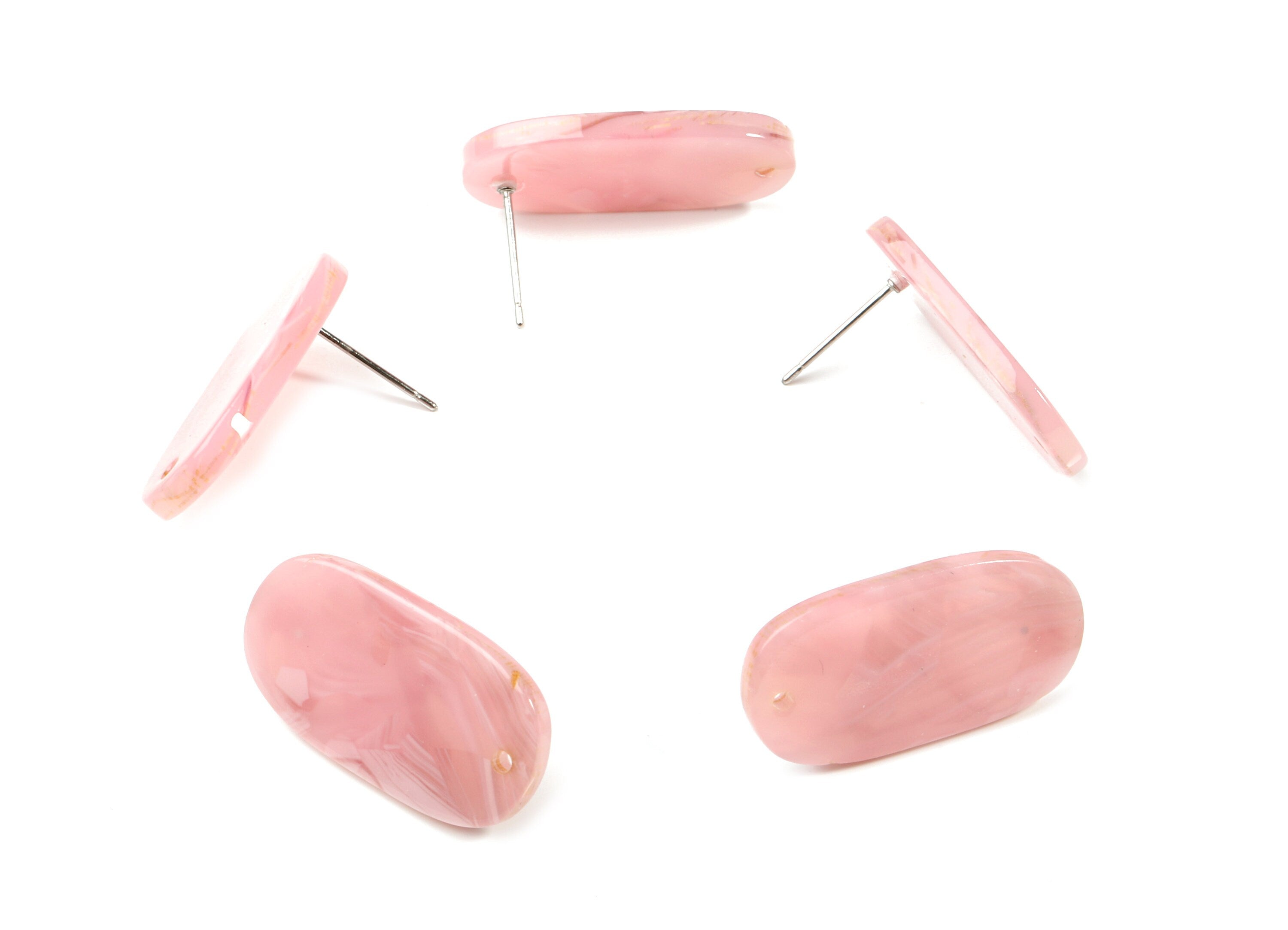 Acetate Oval Earring Stud With Hole - Oval Connector Earring Post - Earring Post - Color Code: A26 - 26.65x13.9x2.63mm - AC1811-A26 - DOMEDBAZAAR