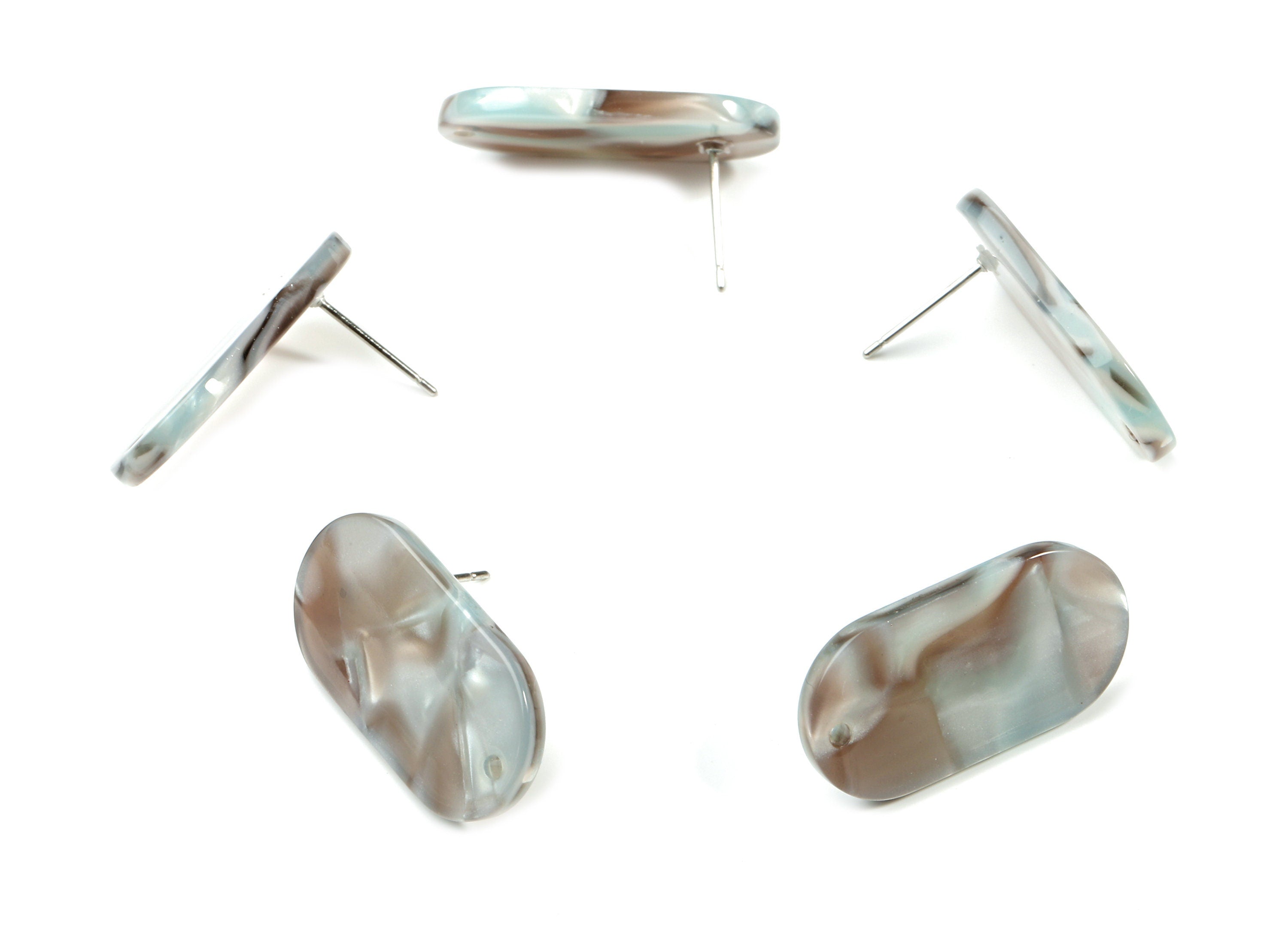 Acetate Oval Earring Stud With Hole - Oval Connector Earring Post - Earring Post - Color Code: A22 - 26.65x13.9x2.63mm - AC1811-A22 - DOMEDBAZAAR
