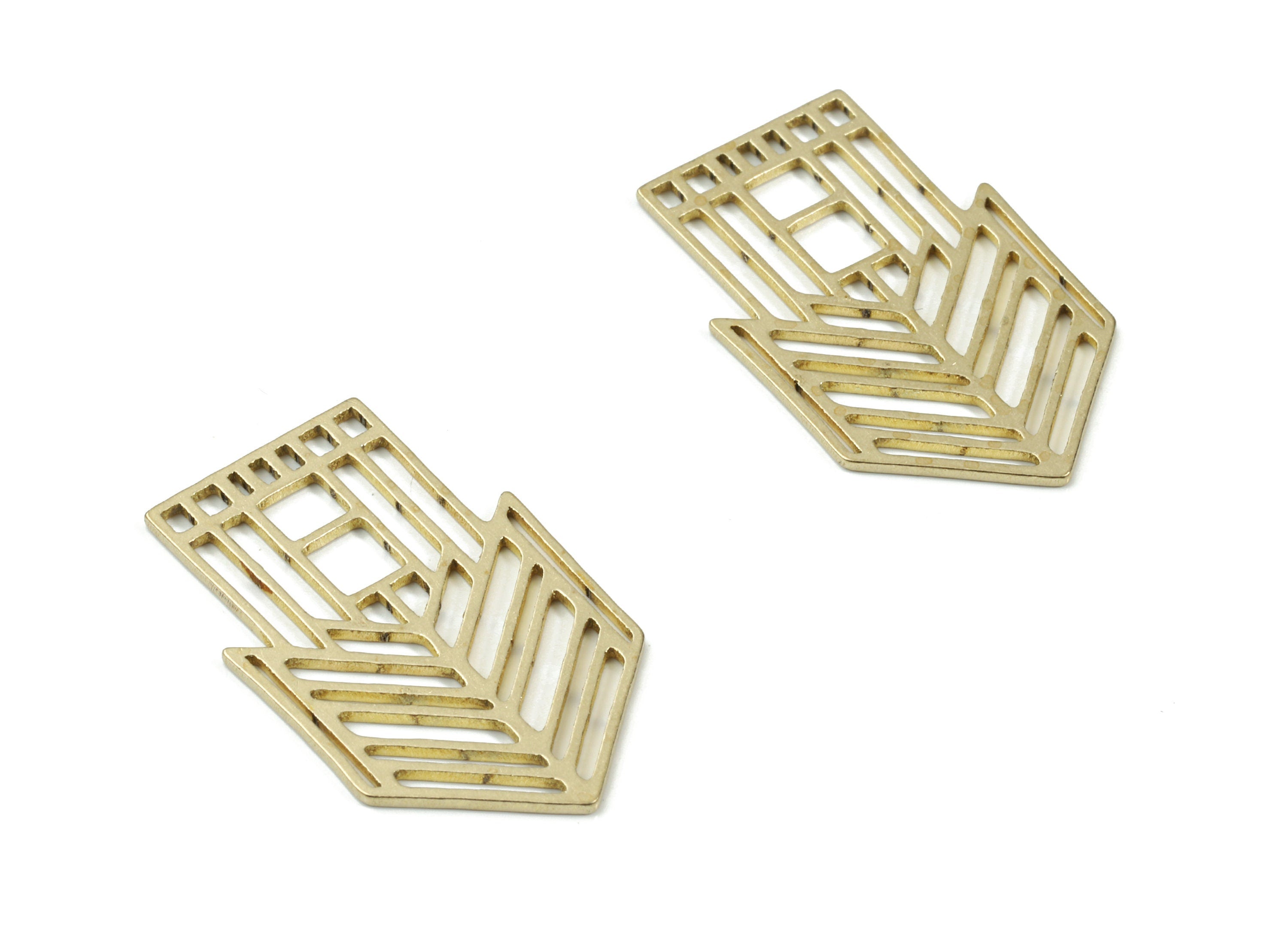 Brass Arrow Earring Charms - Raw Brass House Pendant - Earring Findings - Jewelry Supplies - 25.25x16.15x0.83mm - PP3099 - DOMEDBAZAAR