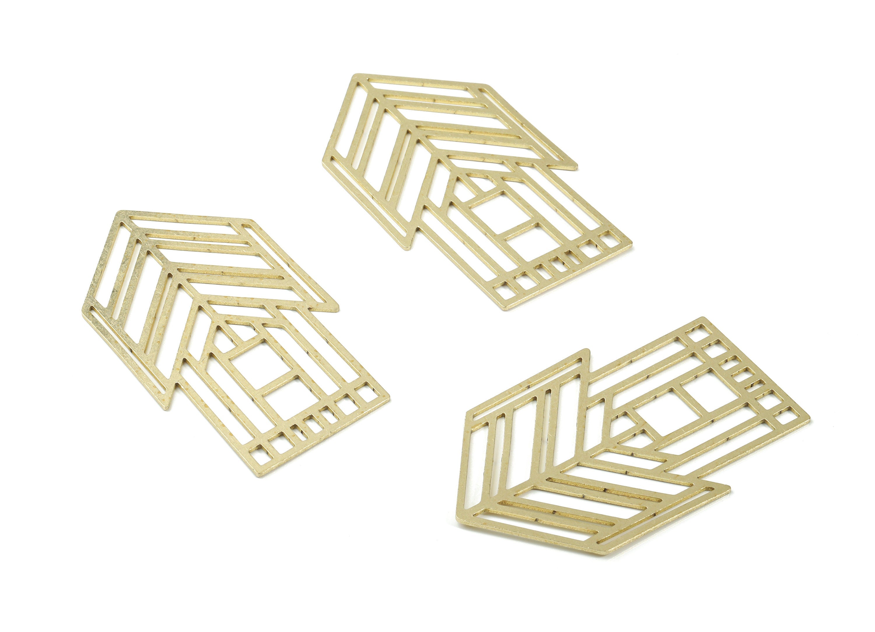 Brass Arrow Earring Charms - Raw Brass House Pendant - Earring Findings - Jewelry Supplies - 65.84x39.31x1.03mm - PP3097 - DOMEDBAZAAR