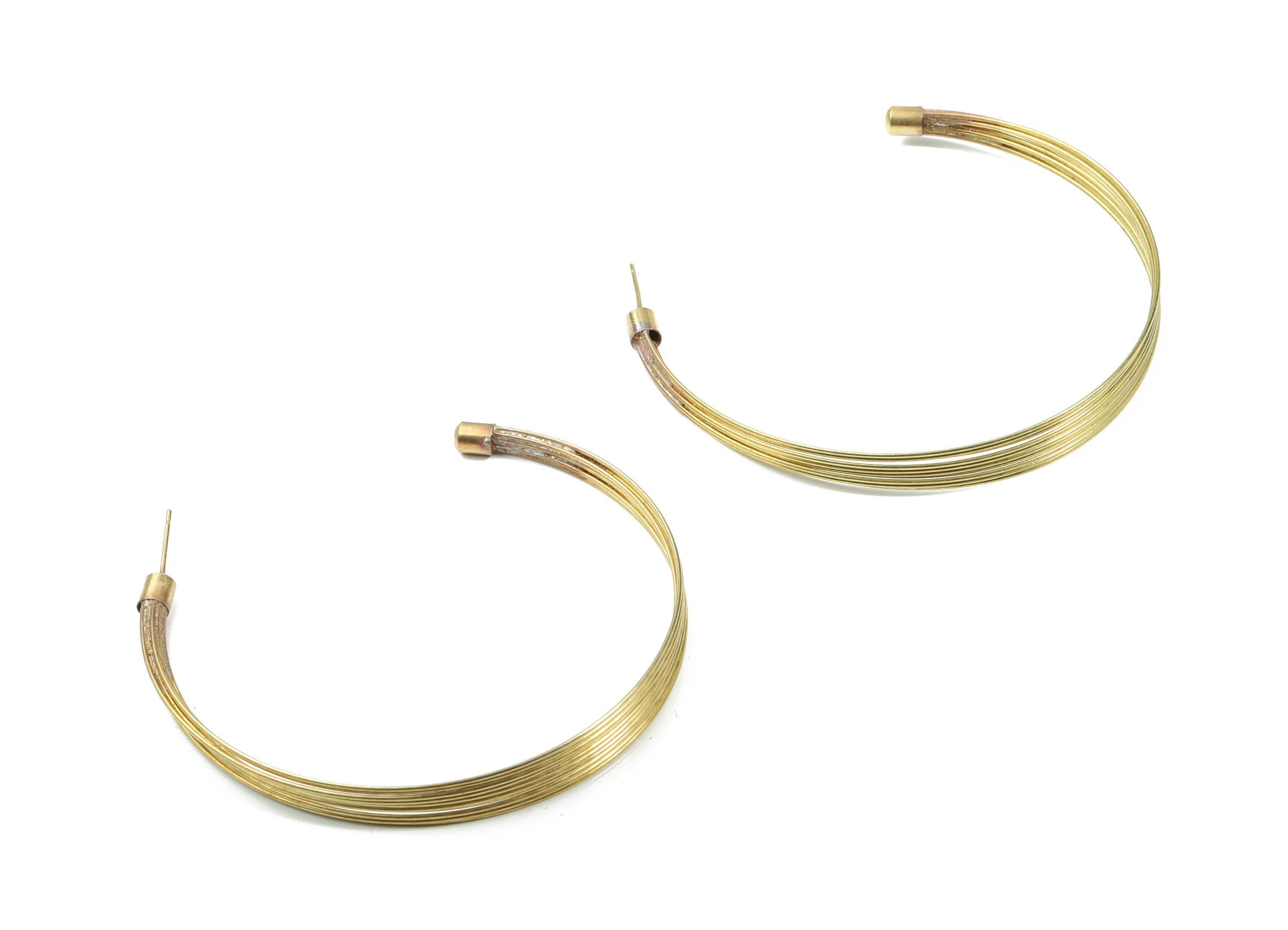 Brass Multi Wires Open Hoop - Raw Brass Wire C Earring Stud - Multi Open Hoops - Jewelry Supplies - 62.9x62.9x7.5mm - PP3120 - DOMEDBAZAAR