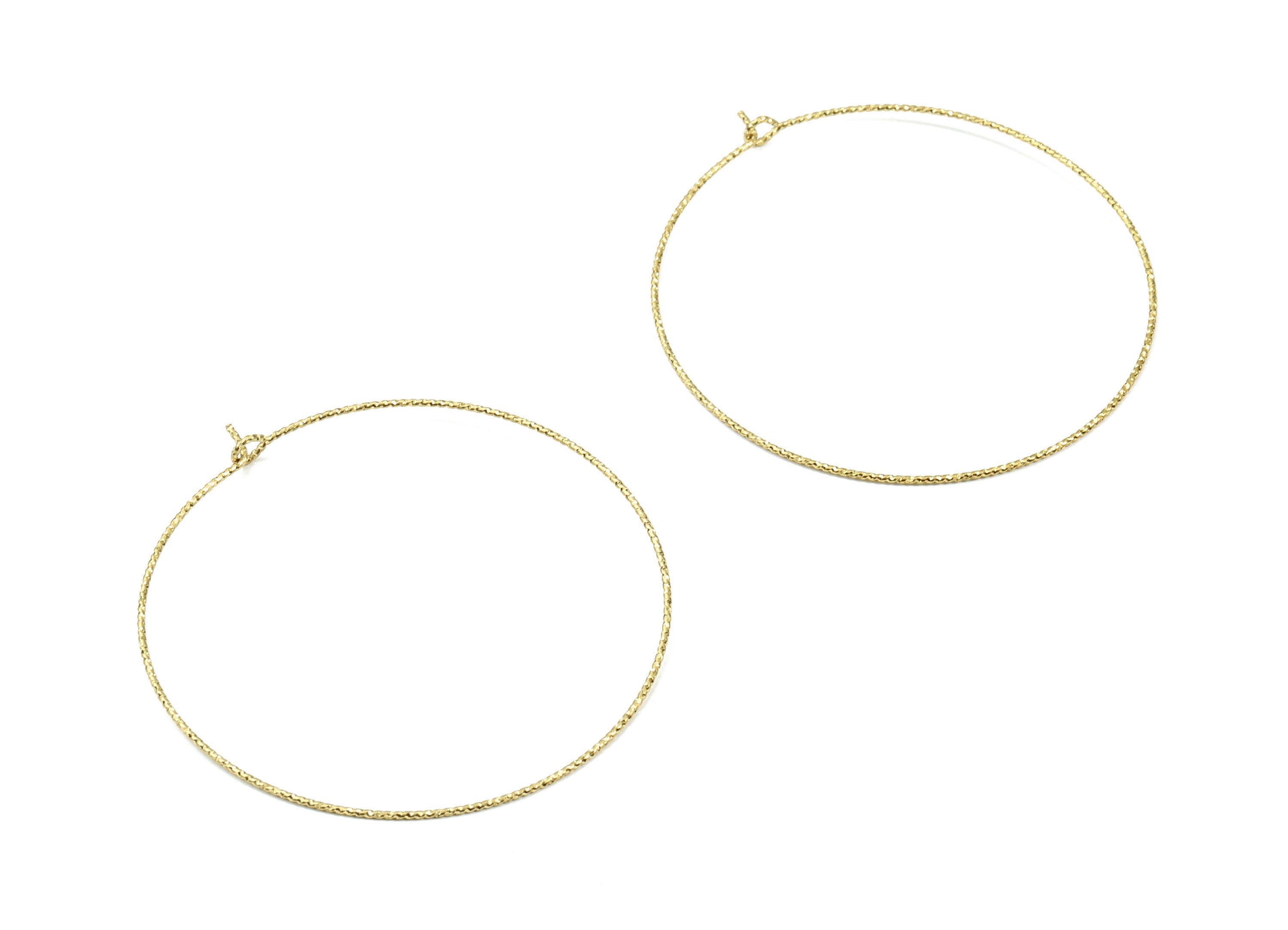 Brass Circle Pattern Ear Wire - 50# Raw Brass Earring Hoops - Rope Hoops - Earring Findings - Jewelry Supplies - 54.39x51.15x0.72mm - PP3116 - DOMEDBAZAAR