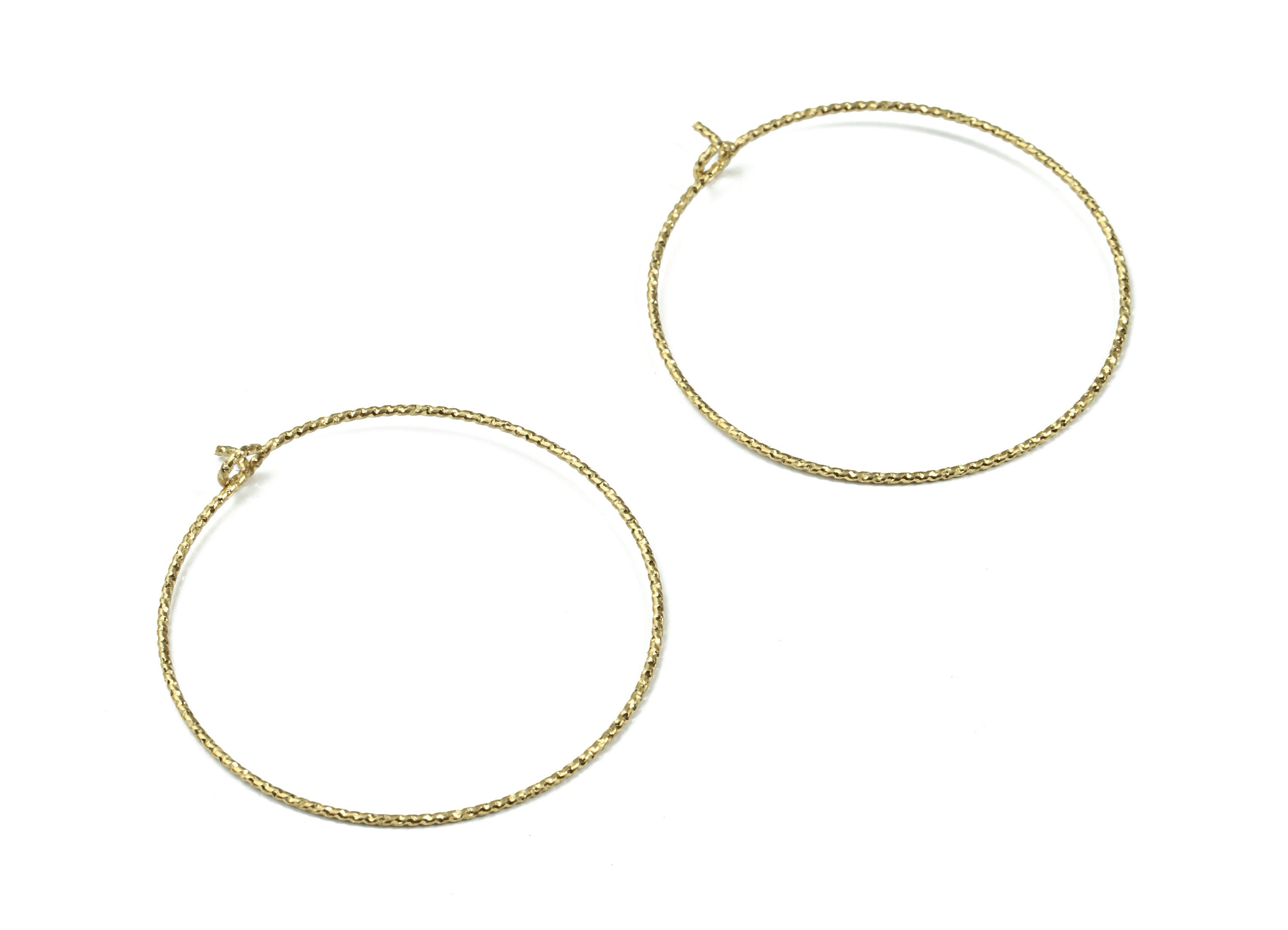 Brass Circle Pattern Ear Wire - 35# Raw Brass Earring Hoops - Rope Hoops - Earring Findings - Jewelry Supplies - 37.51x35.75x0.72mm - PP3113 - DOMEDBAZAAR