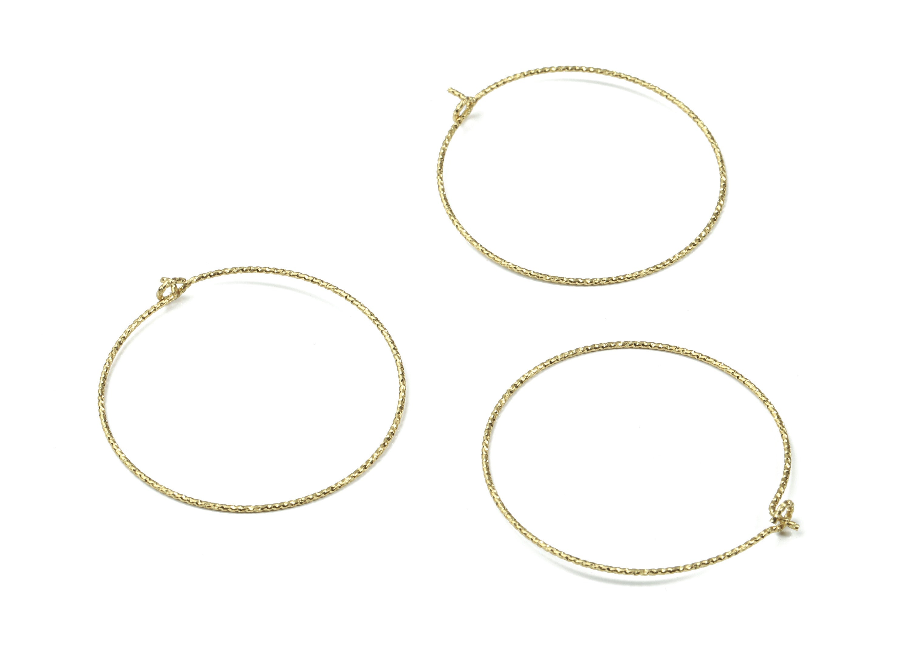 Brass Circle Pattern Ear Wire - 35# Raw Brass Earring Hoops - Rope Hoops - Earring Findings - Jewelry Supplies - 37.51x35.75x0.72mm - PP3113 - DOMEDBAZAAR