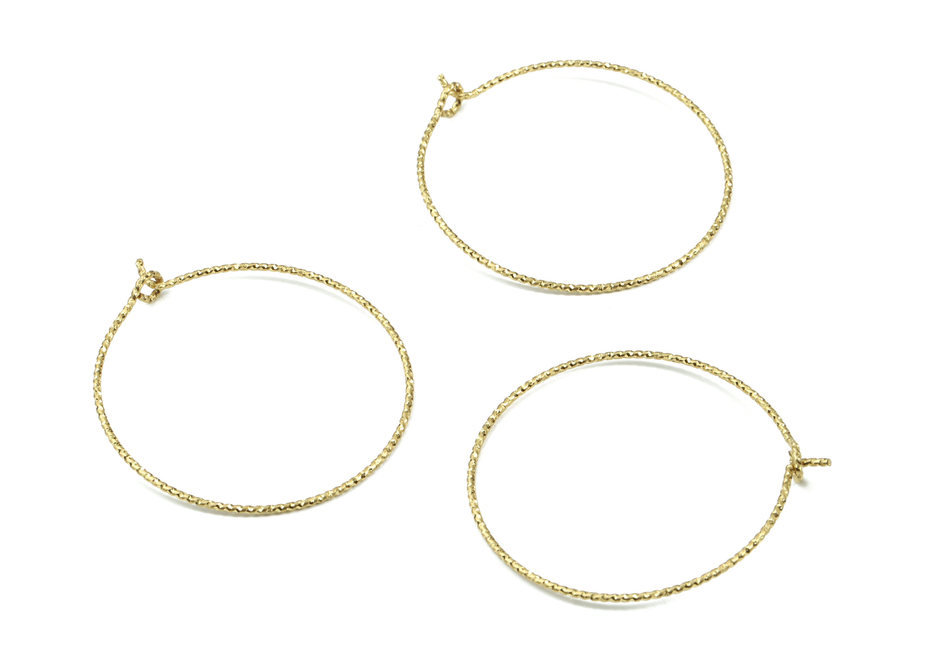 Brass Circle Pattern Ear Wire - 30# Raw Brass Earring Hoops - Rope Hoops - Earring Findings - Jewelry Supplies - 33.45x29.94x0.73mm - PP3112 - DOMEDBAZAAR