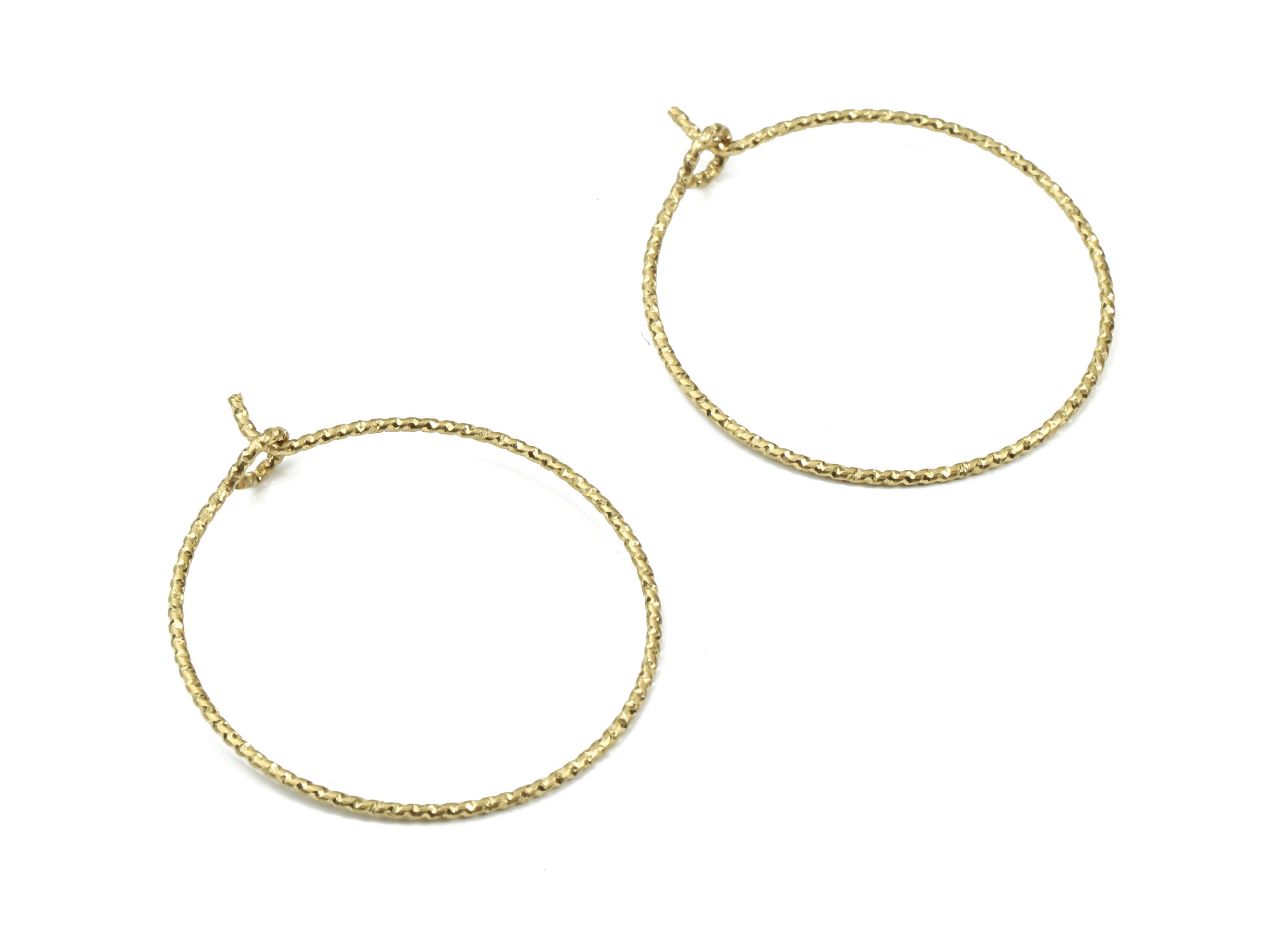 Brass Circle Pattern Ear Wire - 25# Raw Brass Earring Hoops - Rope Hoops - Earring Findings - Jewelry Supplies - 28.1x24.26x0.71mm - PP3111 - DOMEDBAZAAR