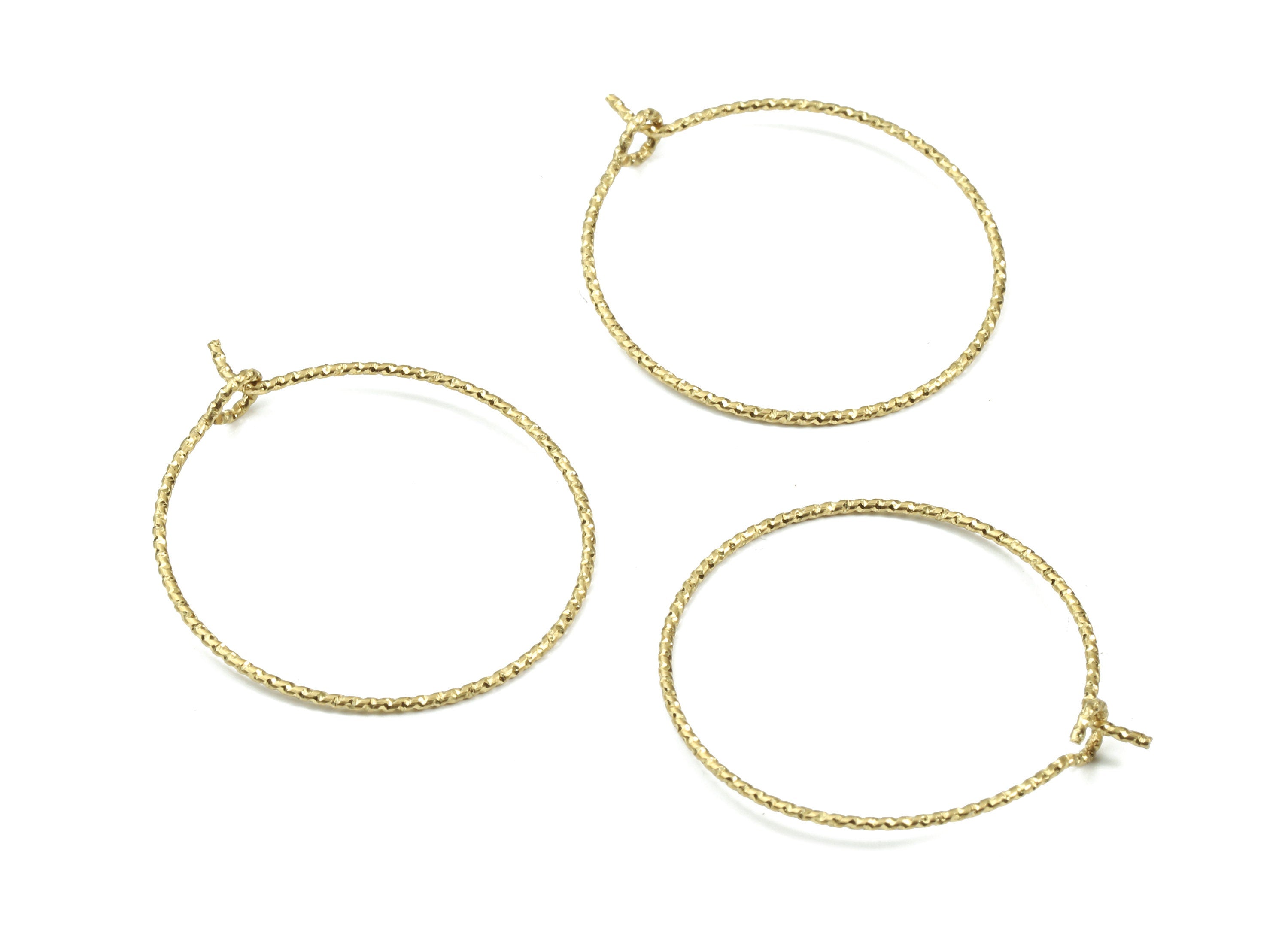 Brass Circle Pattern Ear Wire - 25# Raw Brass Earring Hoops - Rope Hoops - Earring Findings - Jewelry Supplies - 28.1x24.26x0.71mm - PP3111 - DOMEDBAZAAR
