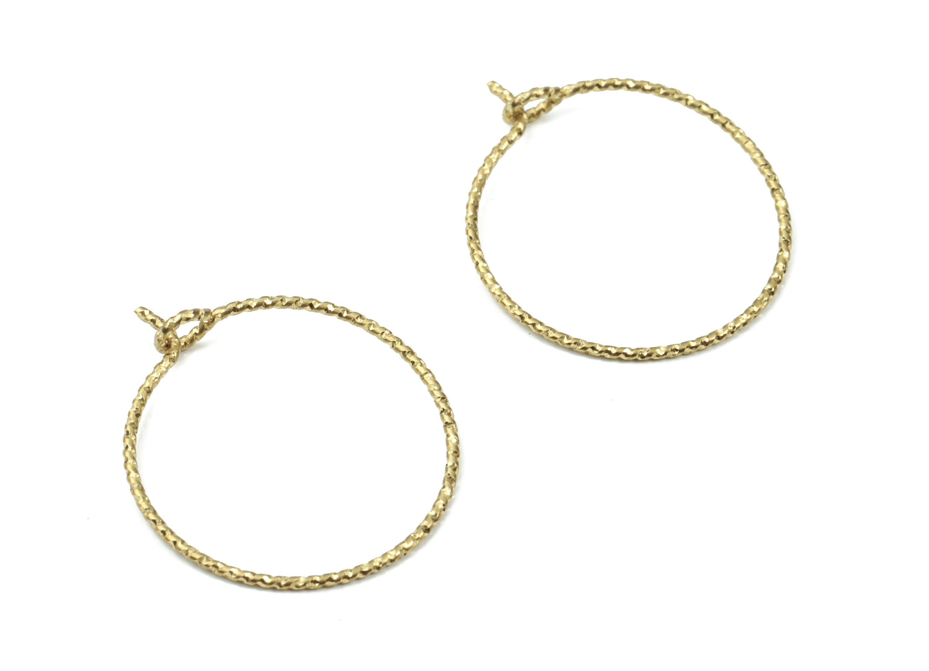 Brass Circle Pattern Ear Wire - 20# Raw Brass Earring Hoops - Rope Hoops - Earring Findings - Jewelry Supplies - 23.36x19.98x0.73mm - PP3110 - DOMEDBAZAAR