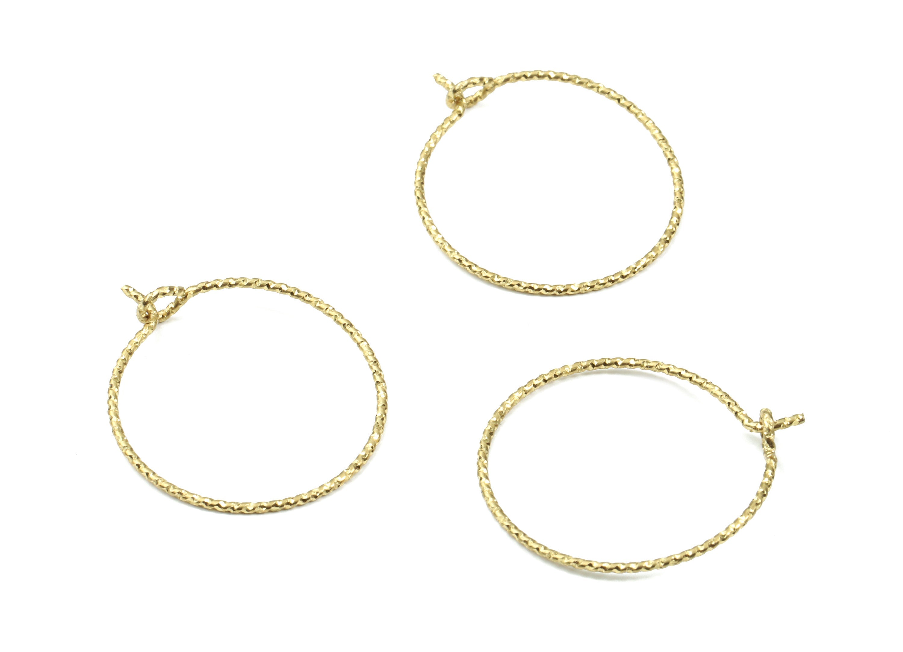 Brass Circle Pattern Ear Wire - 20# Raw Brass Earring Hoops - Rope Hoops - Earring Findings - Jewelry Supplies - 23.36x19.98x0.73mm - PP3110 - DOMEDBAZAAR