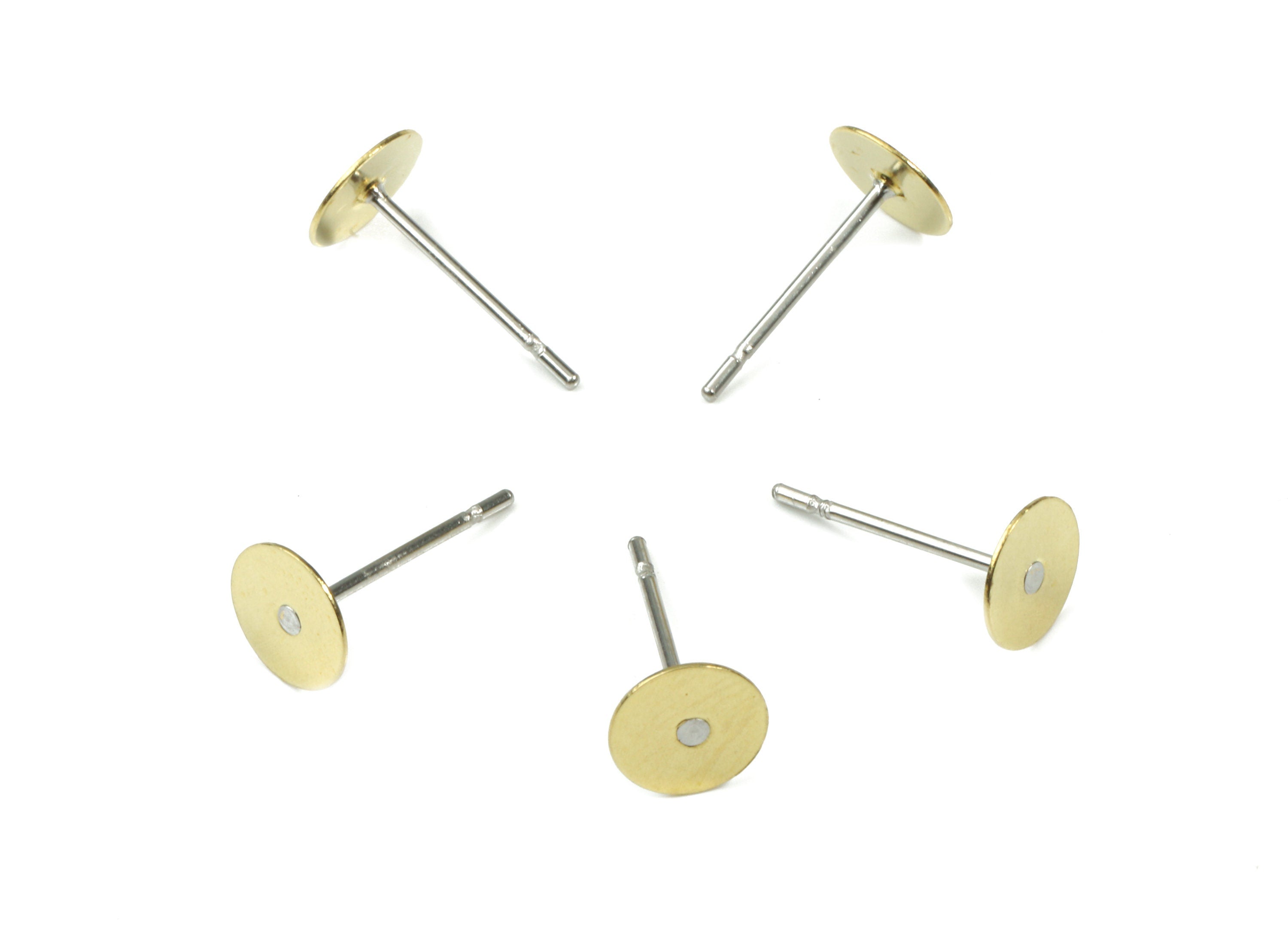 Earring Post Stud With Raw Brass Head - 6*12 - 304 Stainless Steel Earring Posts - Jewellery Supplies - 11.83x6.03mm - PP3107 - DOMEDBAZAAR