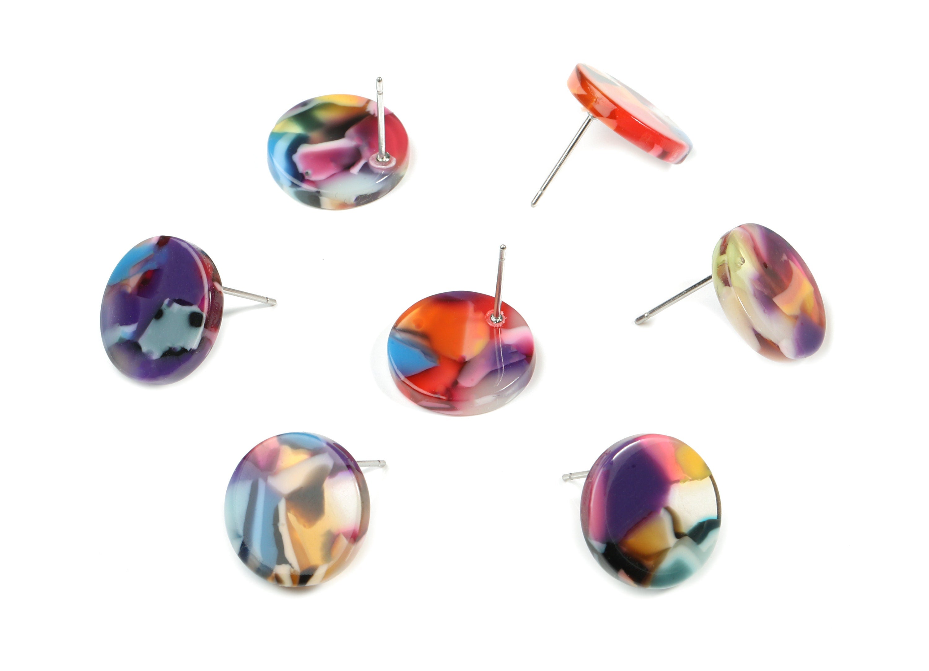 Acetate Mini Round Earring Stud - Circle Earring Post - Earring Post - Jewelry Supplies - Color Code: A21- 14.62x14.62x2.63mm - AC1812-A21 - DOMEDBAZAAR