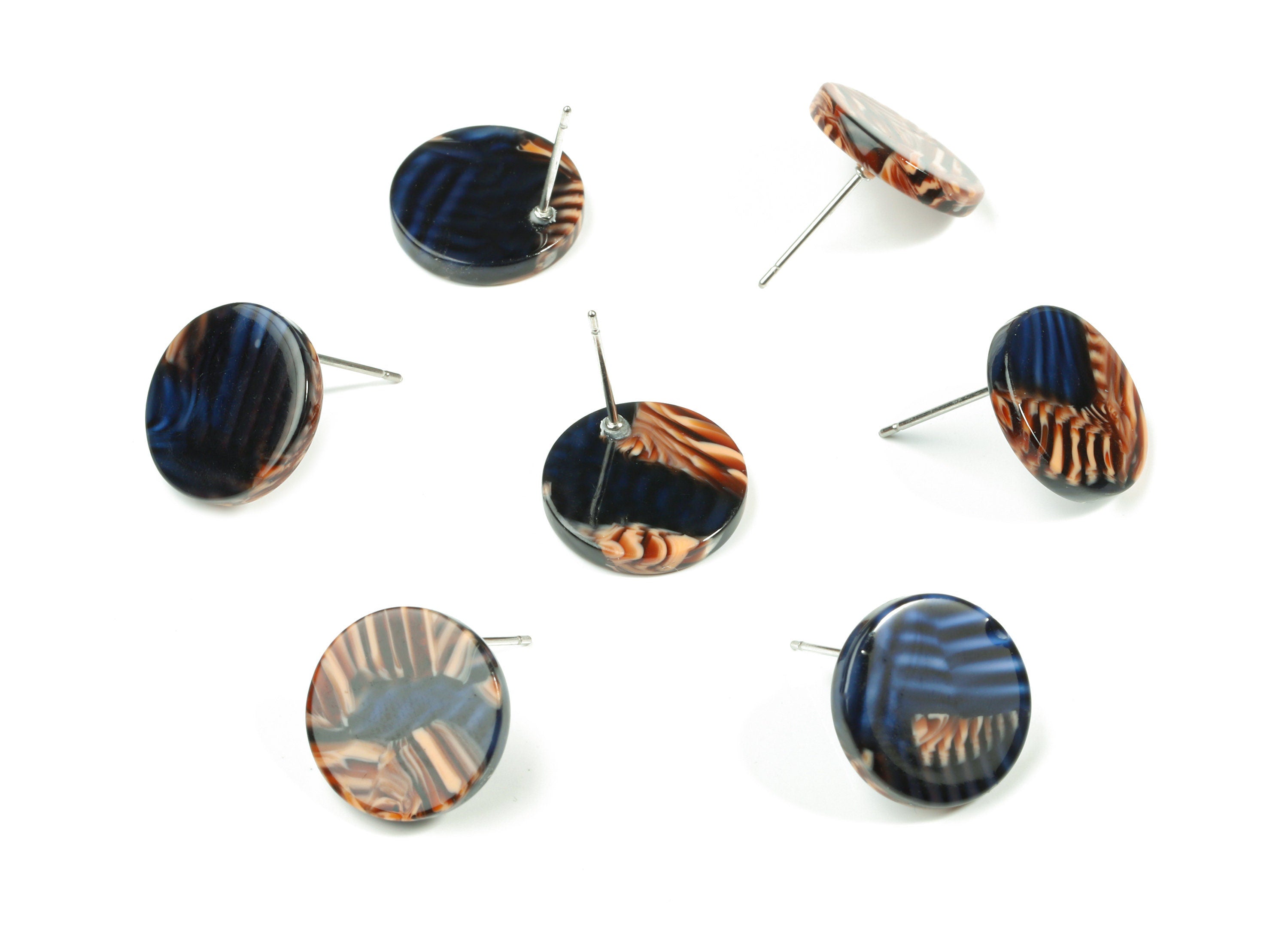Acetate Mini Round Earring Stud - Circle Earring Post - Earring Post - Jewelry Supplies - Color Code: A104- 14.68x14.68x2.54mm - AC1812-A104 - DOMEDBAZAAR