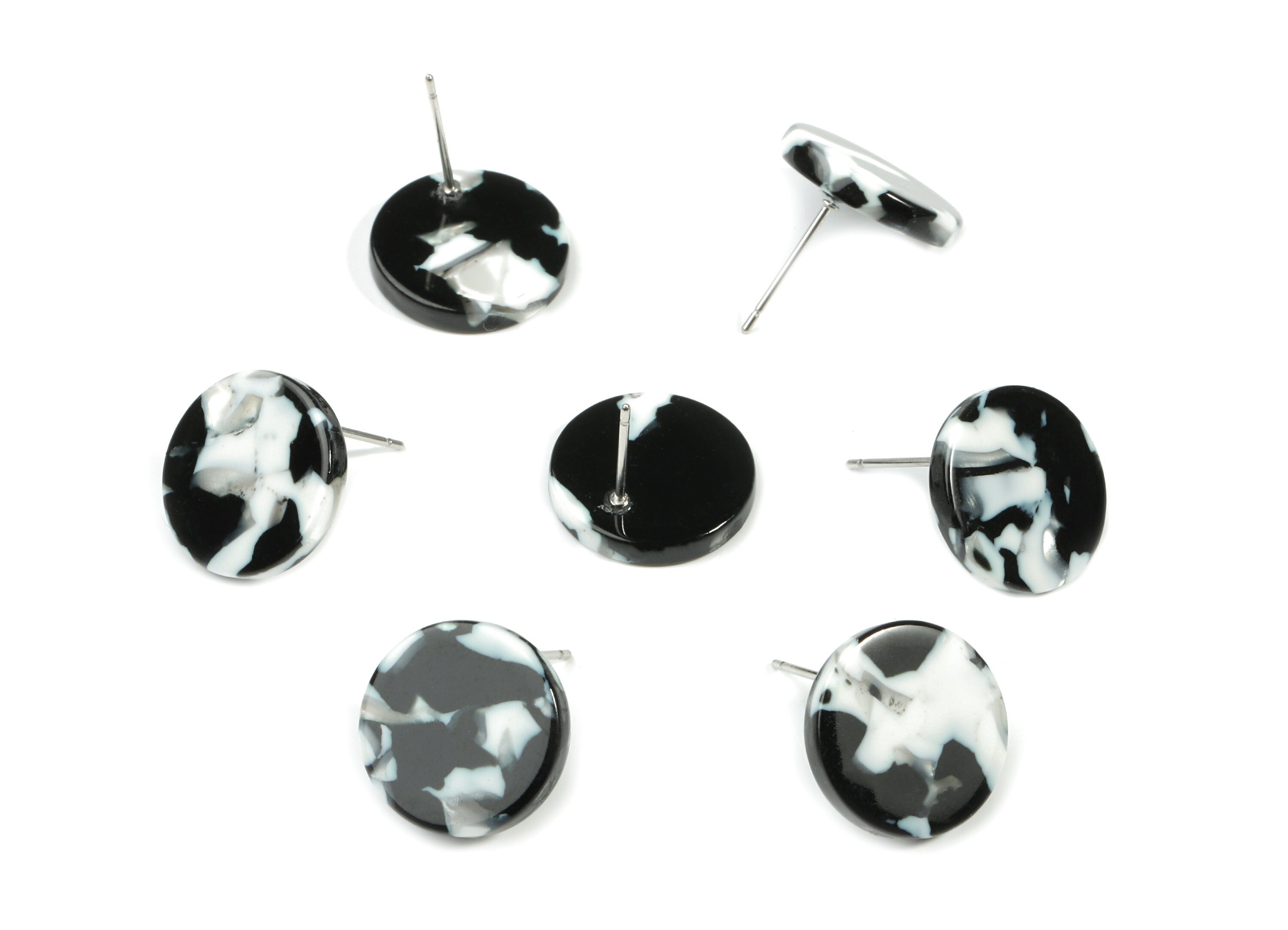 Acetate Mini Round Earring Stud - Circle Earring Post - Earring Post - Jewelry Supplies - Color Code: A17- 14.66x14.66x2.58mm - AC1812-A17 - DOMEDBAZAAR