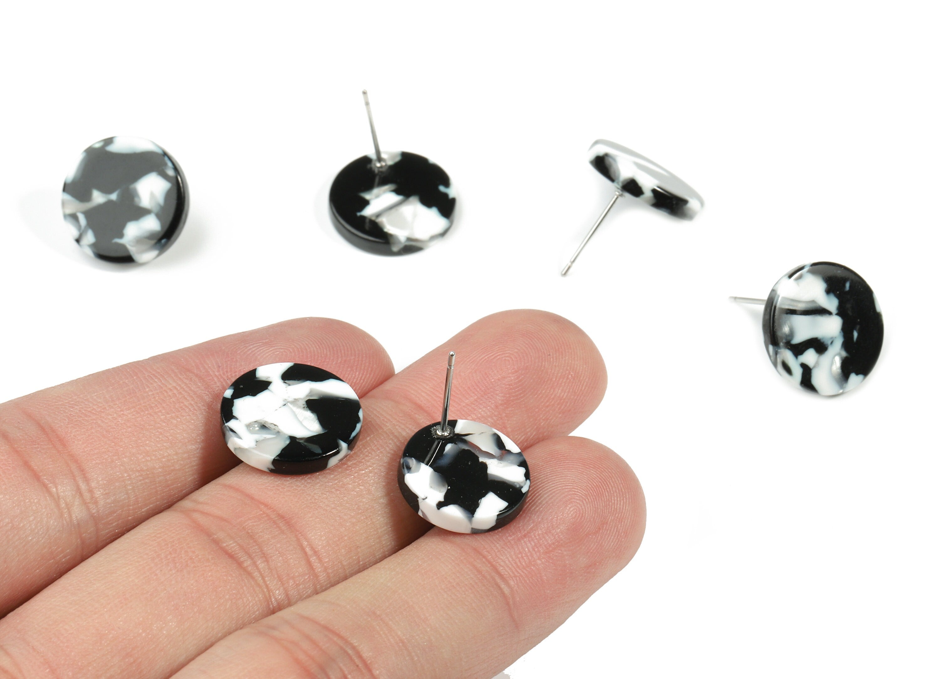 Acetate Mini Round Earring Stud - Circle Earring Post - Earring Post - Jewelry Supplies - Color Code: A17- 14.66x14.66x2.58mm - AC1812-A17 - DOMEDBAZAAR