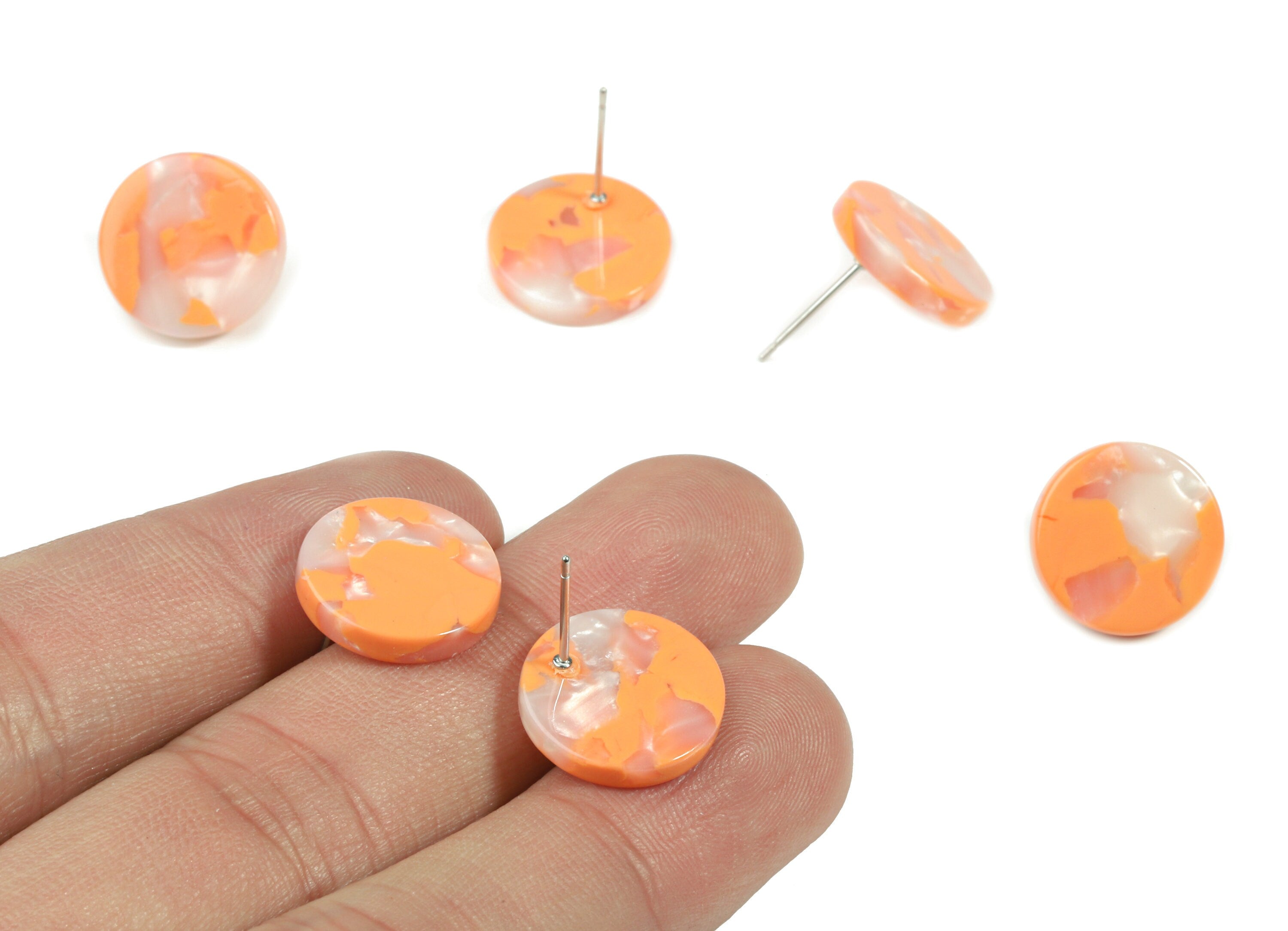Acetate Mini Round Earring Stud - Circle Earring Post - Earring Post - Jewelry Supplies - Color Code: A39 - 14.75x14.75x2.8mm - AC1812-A39 - DOMEDBAZAAR