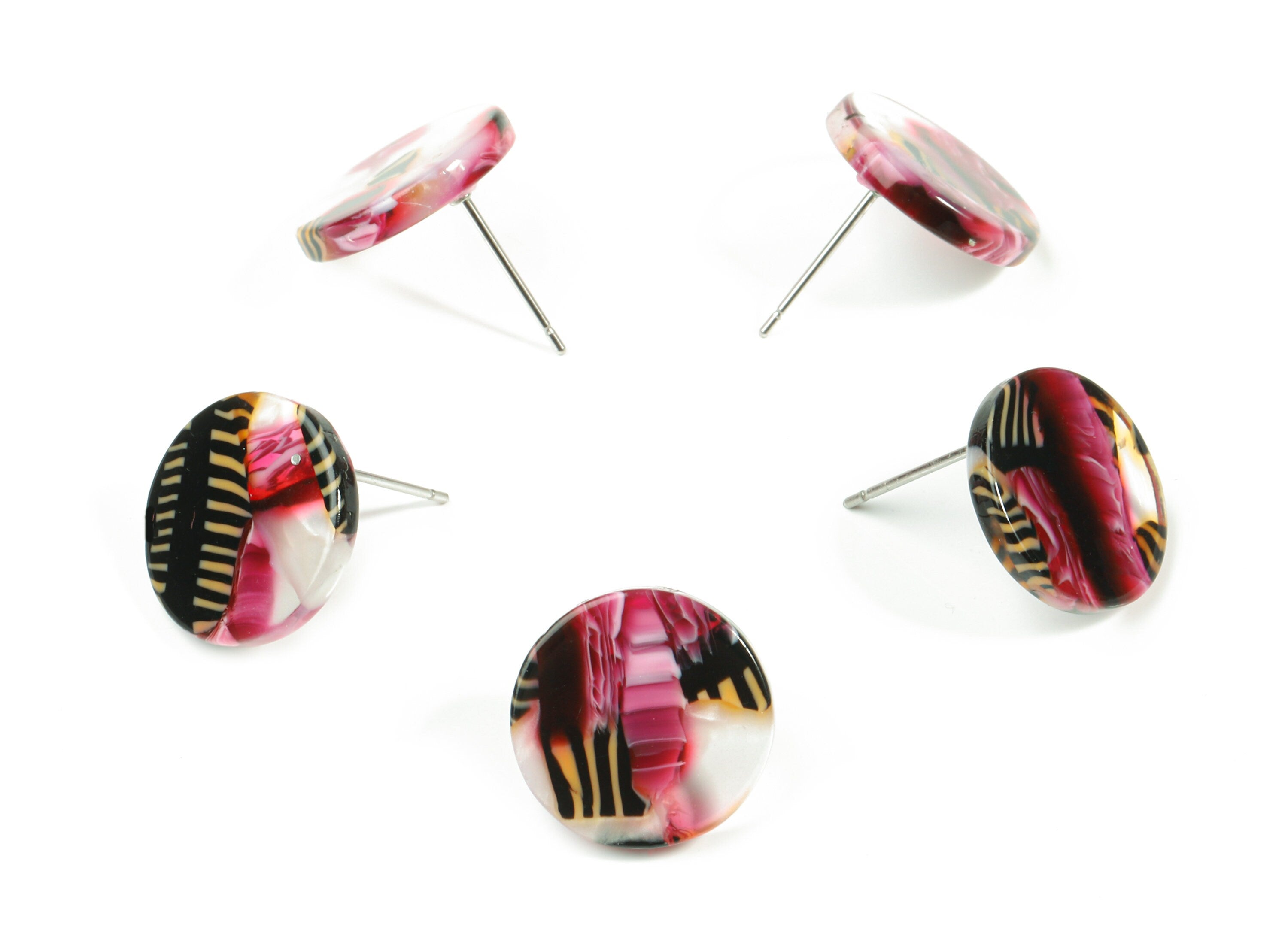 Acetate Mini Round Earring Stud - Circle Earring Post - Earring Post - Jewelry Supplies - Color Code: A345 - 14.88x14.88x2.6mm - AC1812-A345 - DOMEDBAZAAR