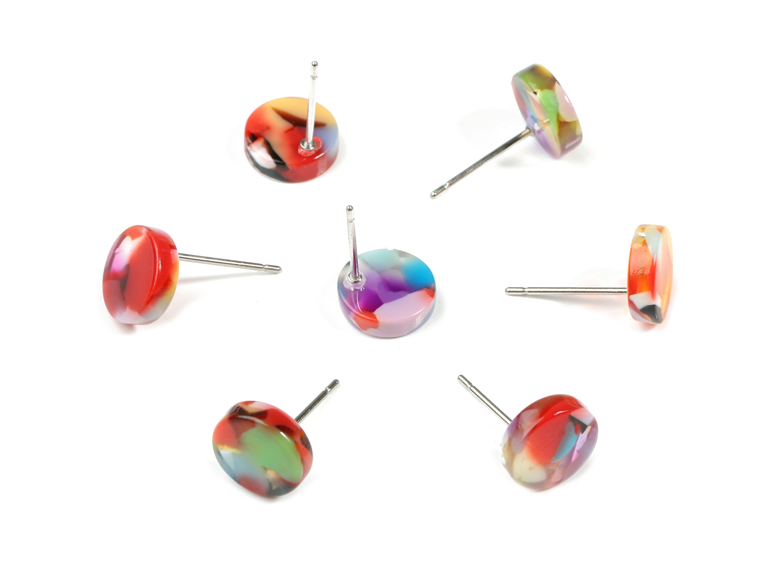Acetate Mini Round Earring Stud - Circle Earring Post - Earring Post - Jewelry Supplies - Color Code: A21 - 8.73x8.73x2.65mm - AC1715-A21 - DOMEDBAZAAR