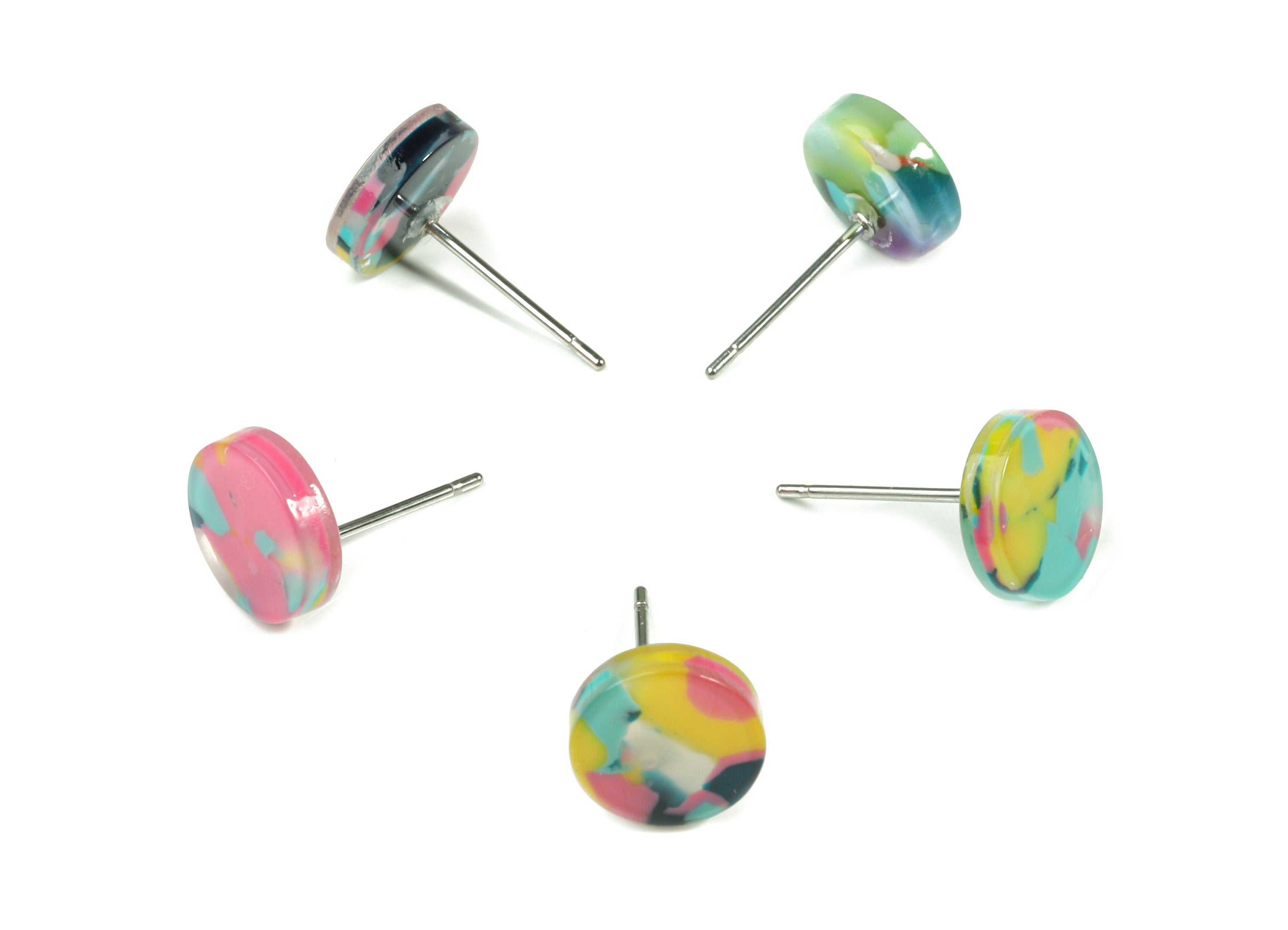 Acetate Mini Round Earring Stud - Circle Earring Post - Earring Post - Jewelry Supplies - Color Code: A111 - 9.15x9.15x2.49mm - AC1715-A111 - DOMEDBAZAAR
