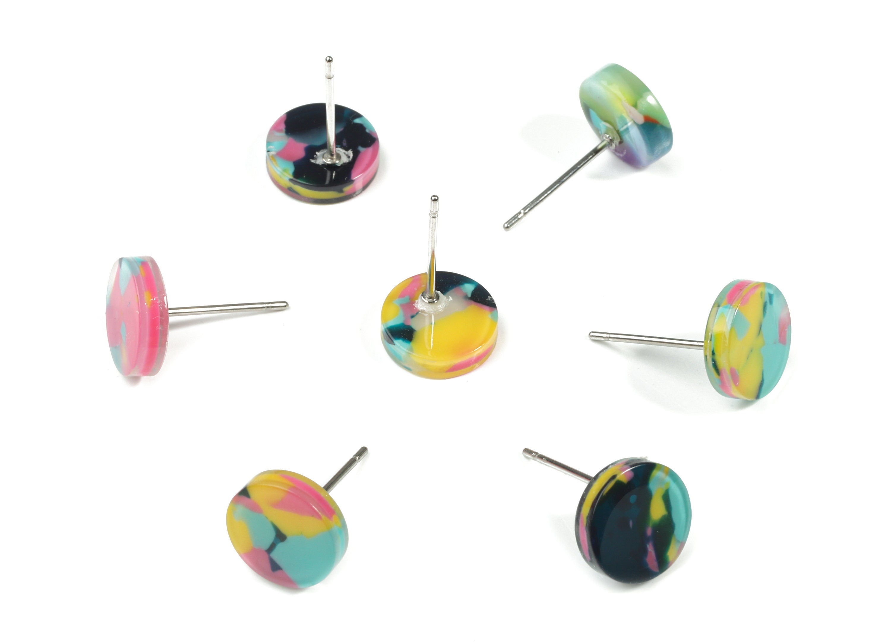 Acetate Mini Round Earring Stud - Circle Earring Post - Earring Post - Jewelry Supplies - Color Code: A111 - 9.15x9.15x2.49mm - AC1715-A111 - DOMEDBAZAAR