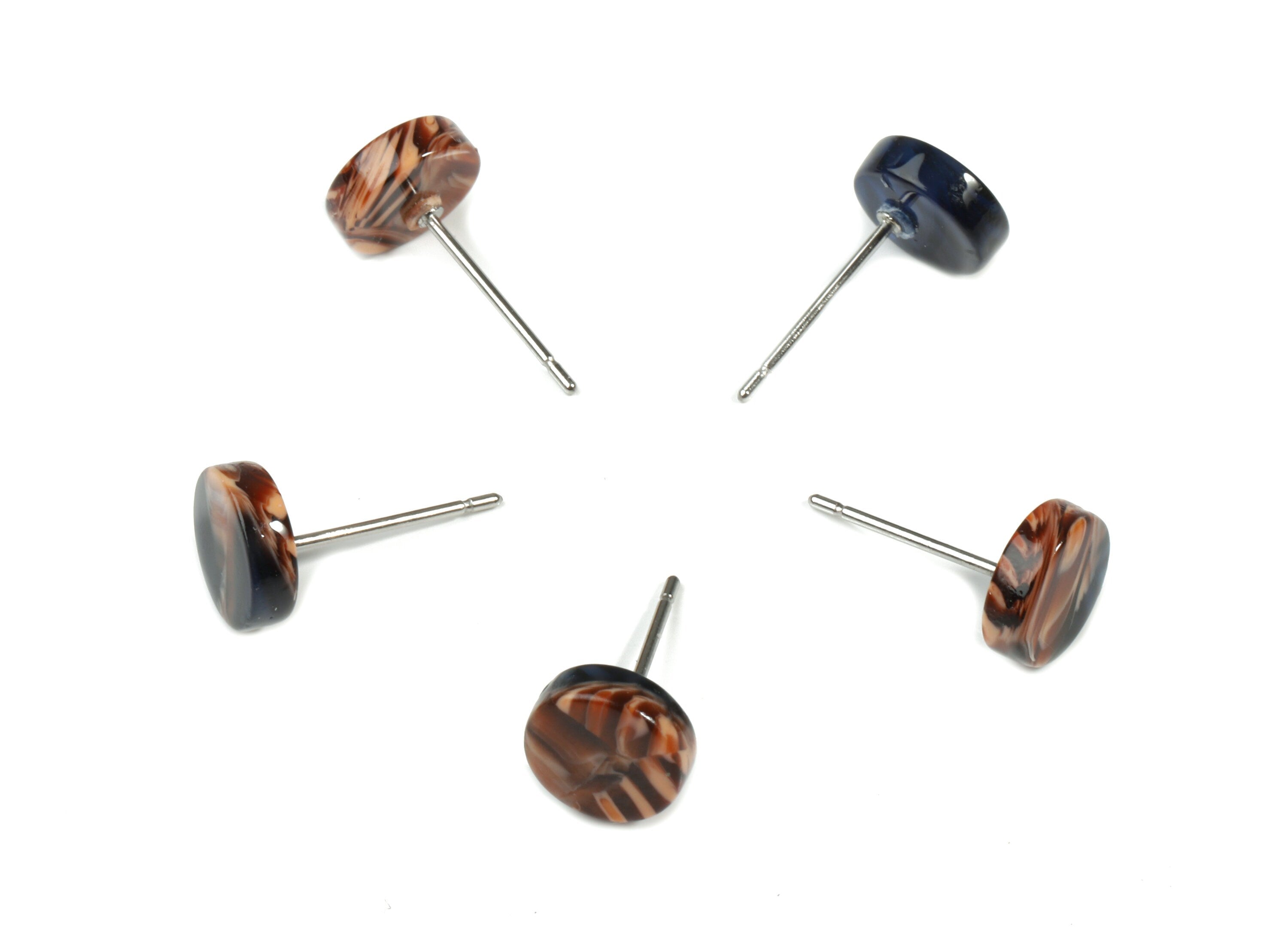 Acetate Mini Round Earring Stud - Circle Earring Post - Earring Post - Jewelry Supplies - Color Code: A104 - 7.71x7.71x2.54mm - AC1715-A104 - DOMEDBAZAAR