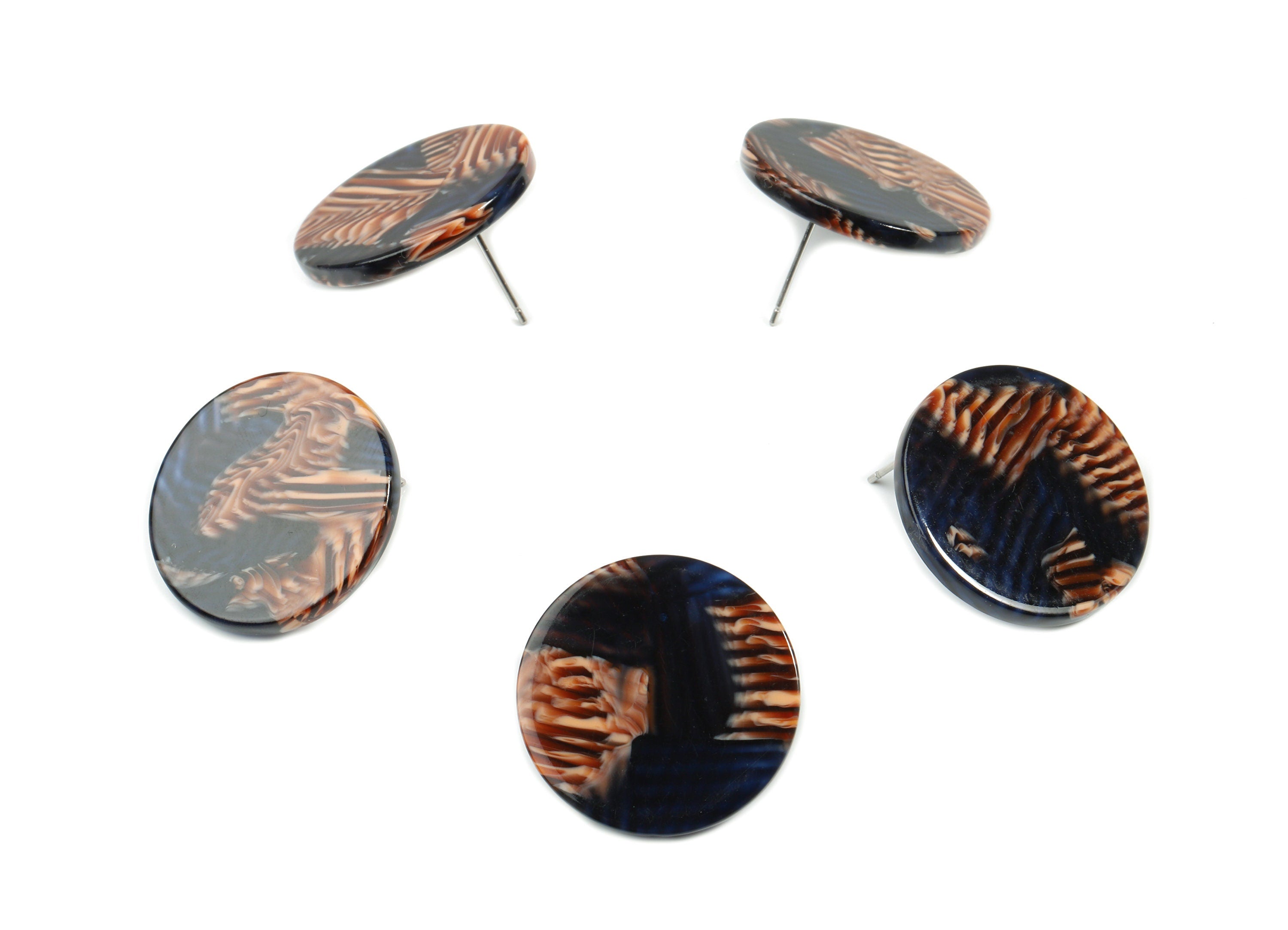 Acetate Round Earring Stud - Circle Earring Post - Earring Post - Jewelry Supplies - Color Code: A104 - 24.72x24.72x2.59mm - AC1813-A104 - DOMEDBAZAAR